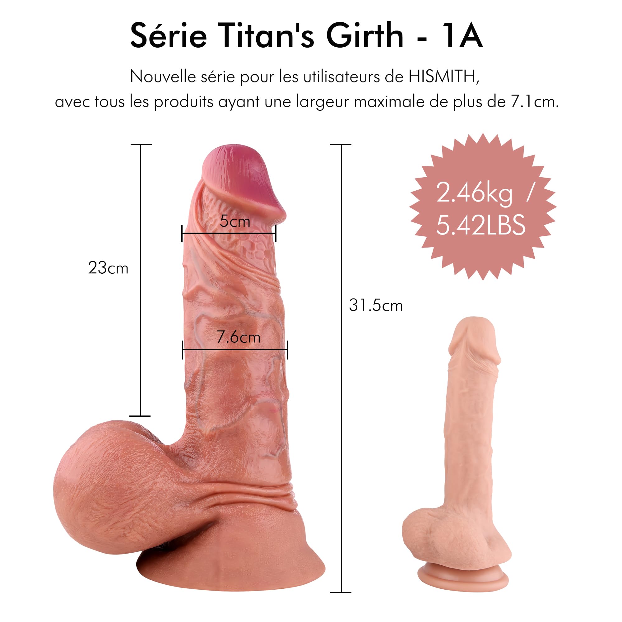 Hismith 31.5cm Realistic Silicone Dildo for Sex Machine - 23cm Insertable Length with KlicLok System - Advanced User Sex Toy for Women - Perfect for Couples Play & Machine-Assisted Pleasure