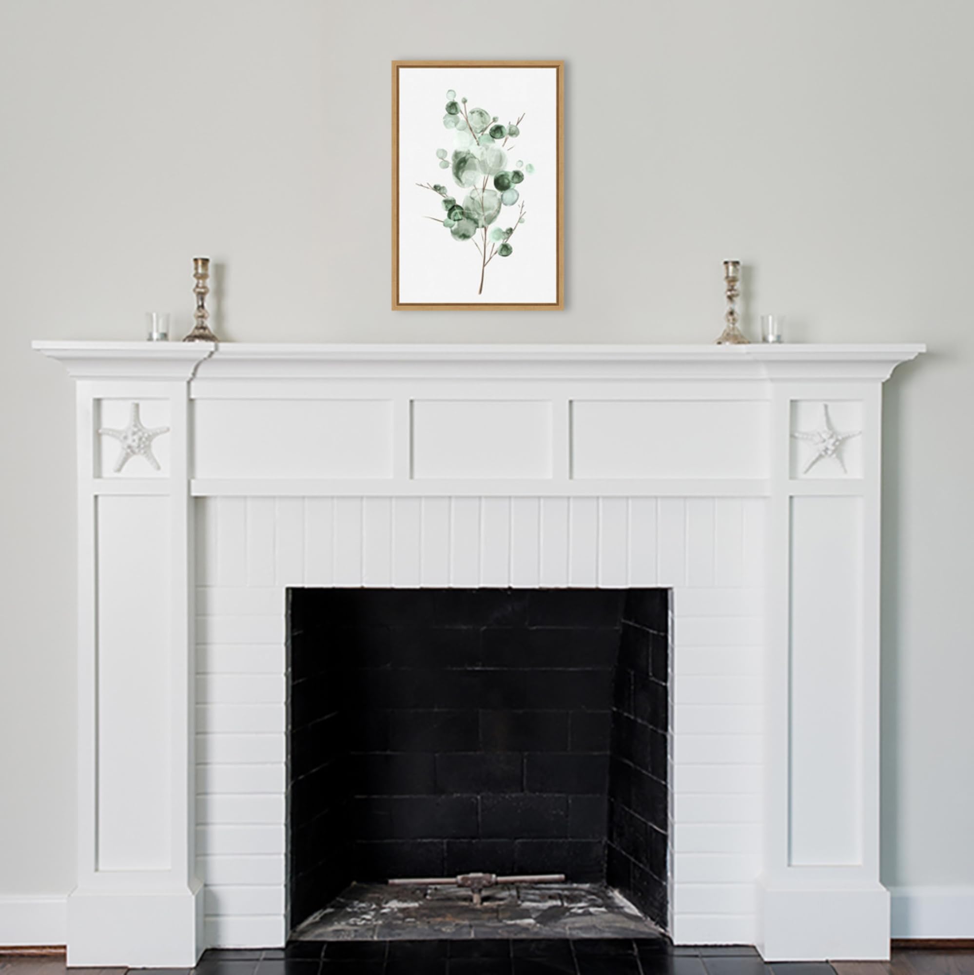 Amanti Art Framed Canvas Wall Art 23x16 - Tender Sprout I (Eucalyptus) by Eva Watts, Modern Floral Painting, Ready to Hang Framed Wall Decor for Living Room, Bedroom, Bathroom & Office - Perfect for Home, Wedding & Gift Giving