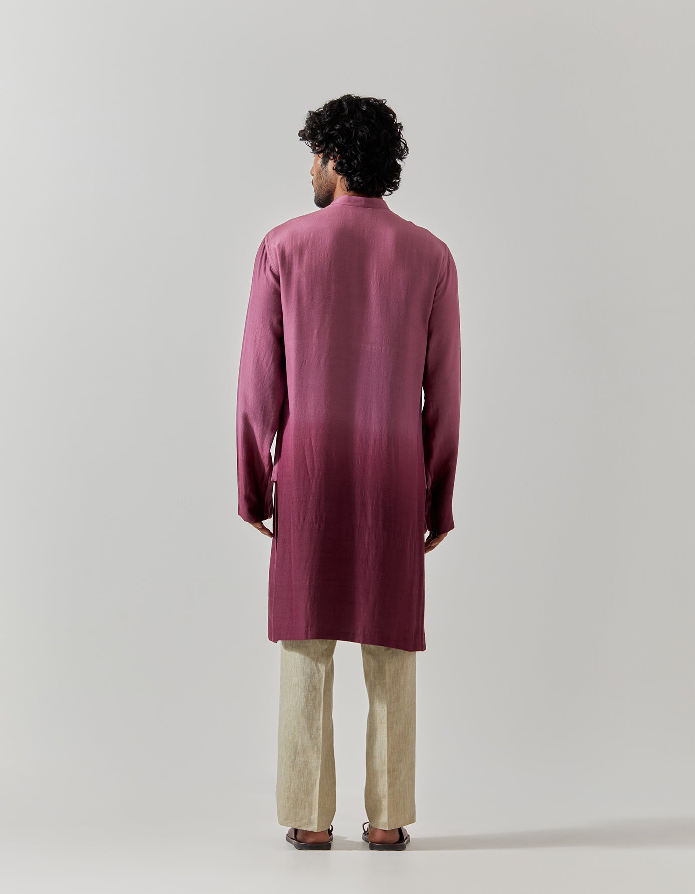 Stylish Purple Raindrop Bade Miyan Kurta for Men - Premium Muga Satin Fabric - Perfect for Festivals, Weddings & Cultural Events