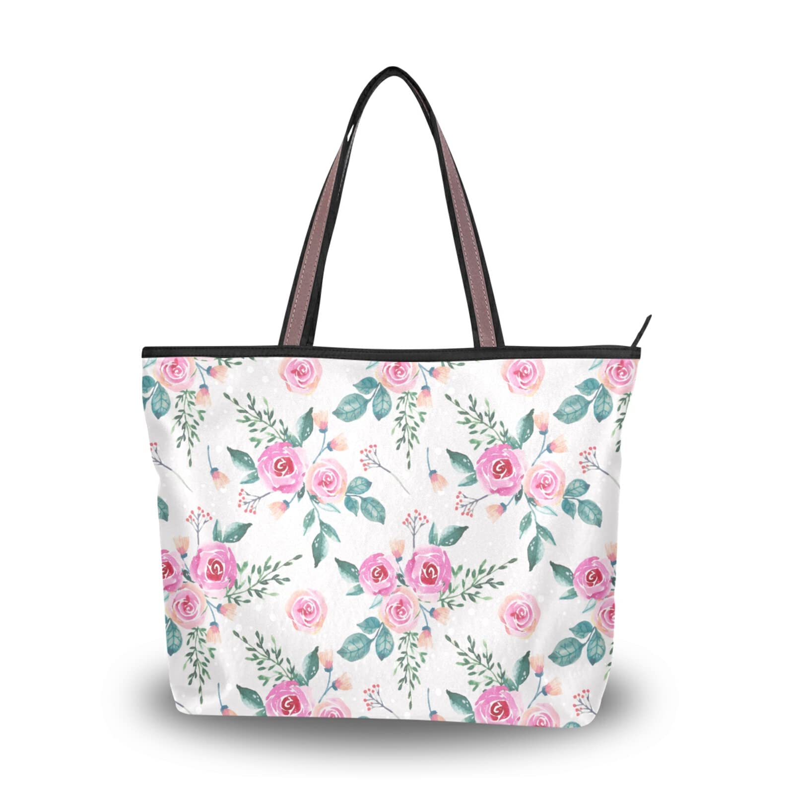 Elegant Pink Floral Watercolor Tote Bag for Women - Reusable Shoulder Handbag, Beach Bag & Travel Tote - Perfect for Summer Outings, Beach Vacations & Daily Commute