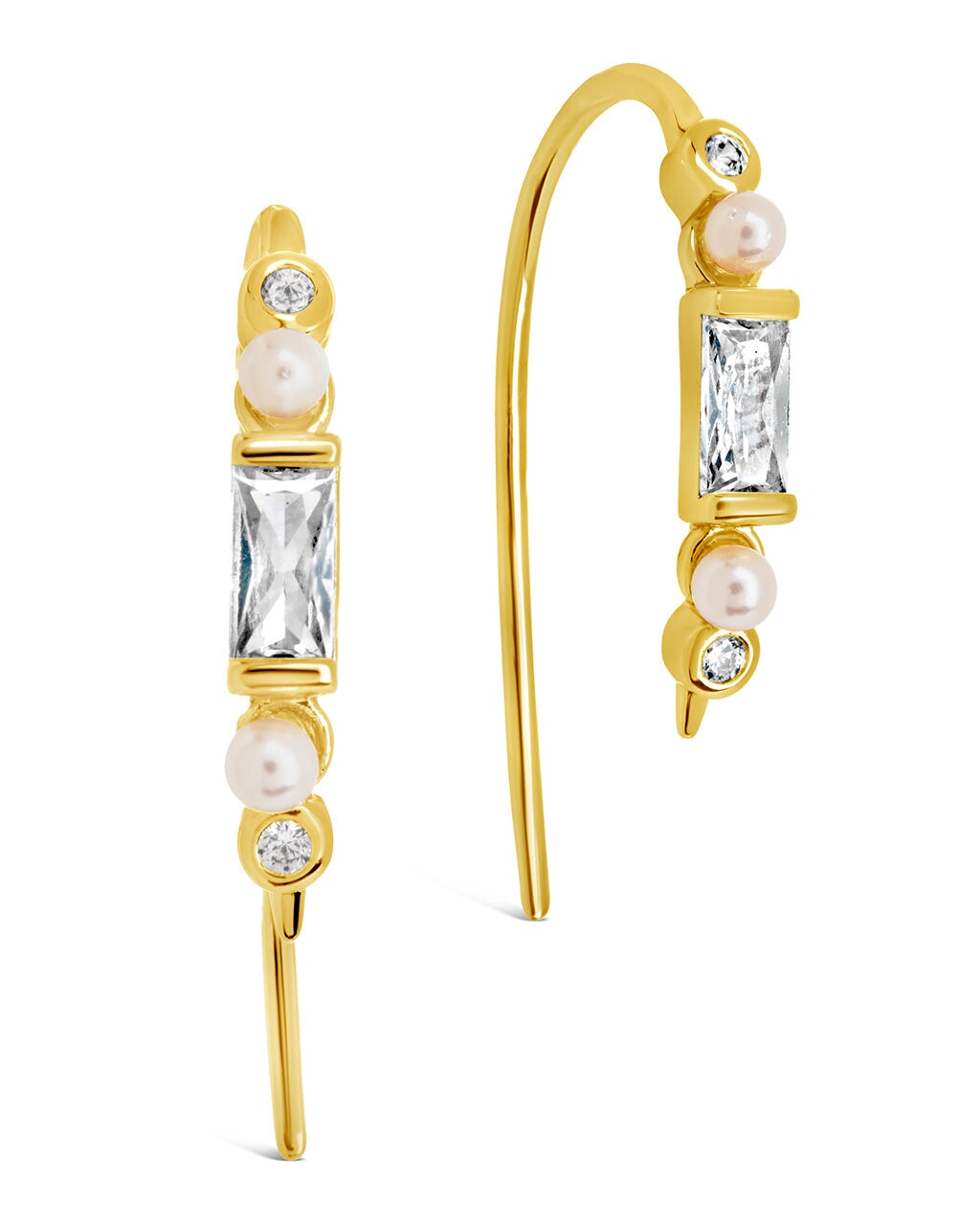 Nadia CZ & Pearl Threader Earrings for Women - Elegant Dangle Drop Earrings for Party, Wedding & Everyday Wear