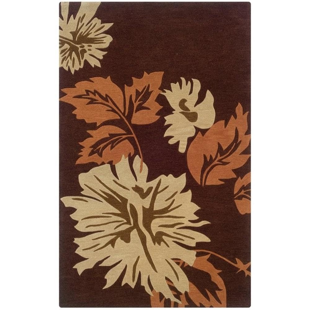 5' x 7' Hand Tufted Rug in Chocolate and Pumpkin - Soft Bohemian Area Rug for Living Room, Bedroom, or Office Decor