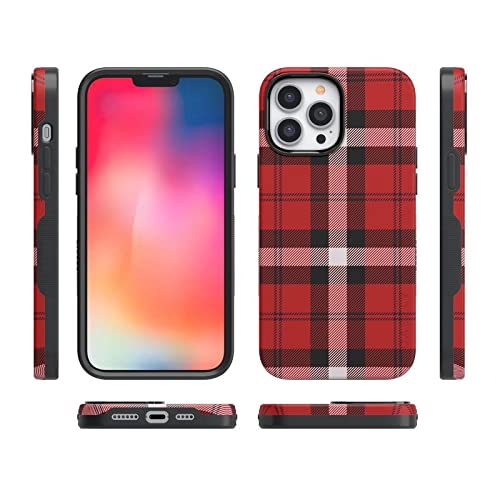 Casely iPhone 13 Pro Max Case with MagSafe Compatibility - Stylish Red Plaid Design for Ultimate Protection | Perfect for Everyday Use, Travel & Work