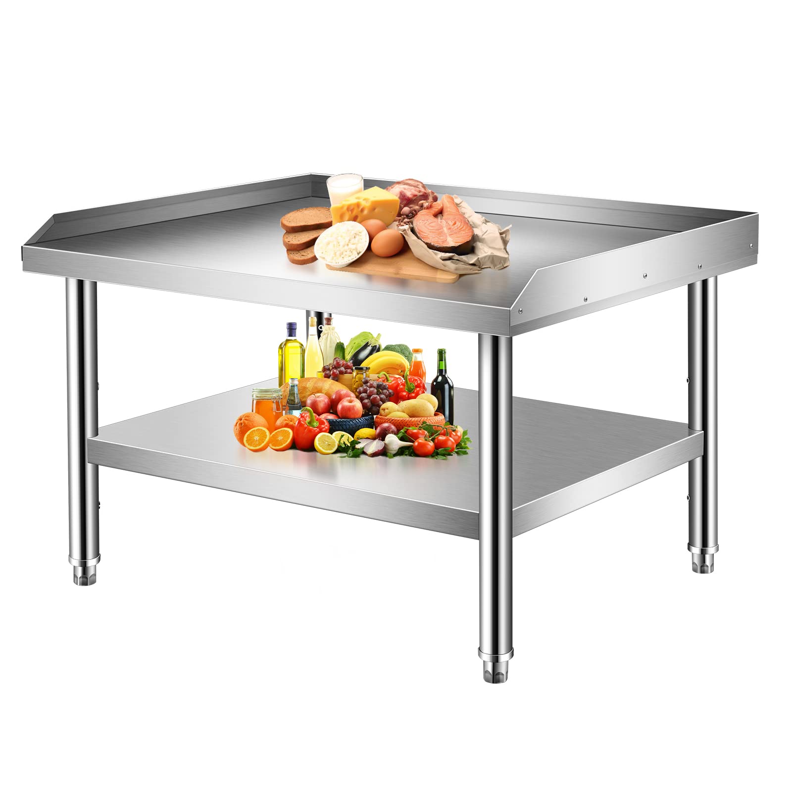 Stainless Steel Grill Stand with Adjustable Storage Shelf - 36x30x24