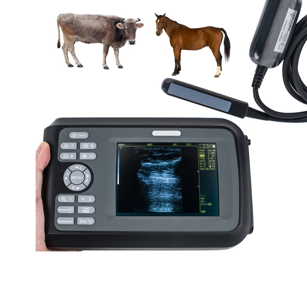 5.5 Inch Portable Handheld Veterinary Ultrasound Scanner with Rectal Probe - Animal Pregnancy Detector for Cattle, Horses, Camels & Livestock | Farm & Ranch Veterinary Equipment for Breeding & Pregnancy Diagnosis