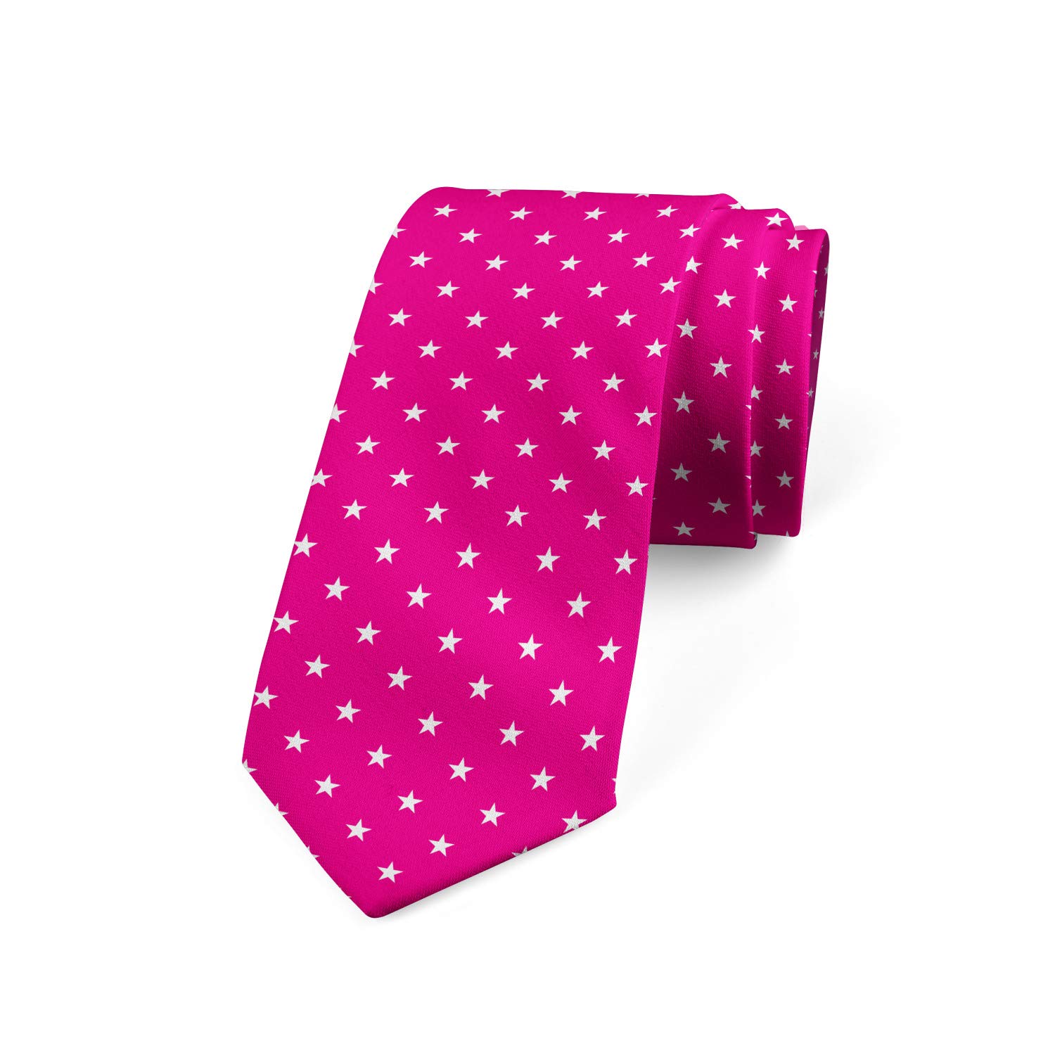 Ambesonne Women's Necktie - White Stars Design, 3.7