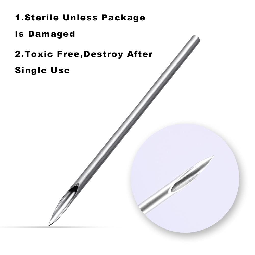 100pcs 18G Sterile Steel Body Piercing Needles - Professional Ear, Nose, Navel & Nipple Piercing Kit for Tattoo & Makeup Artists | Safe for Salon, Studio & Home Use