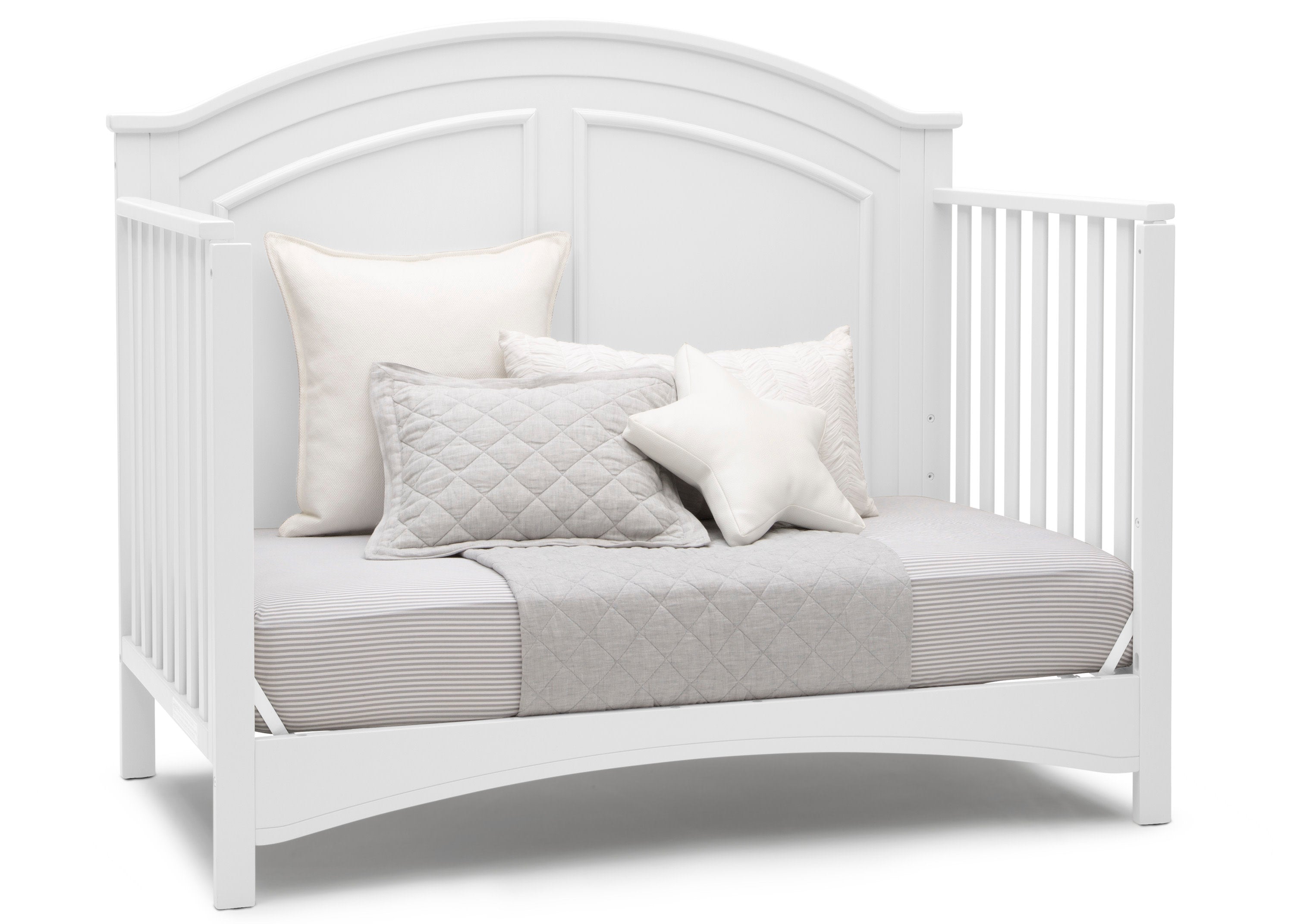 Perry 6-in-1 Convertible Baby Crib - Toddler Bed, Daybed & Full-Size Bed Frame | Safe & Durable Nursery Furniture for Newborns to Teens | Perfect for Bedrooms, Daycare & Guest Rooms