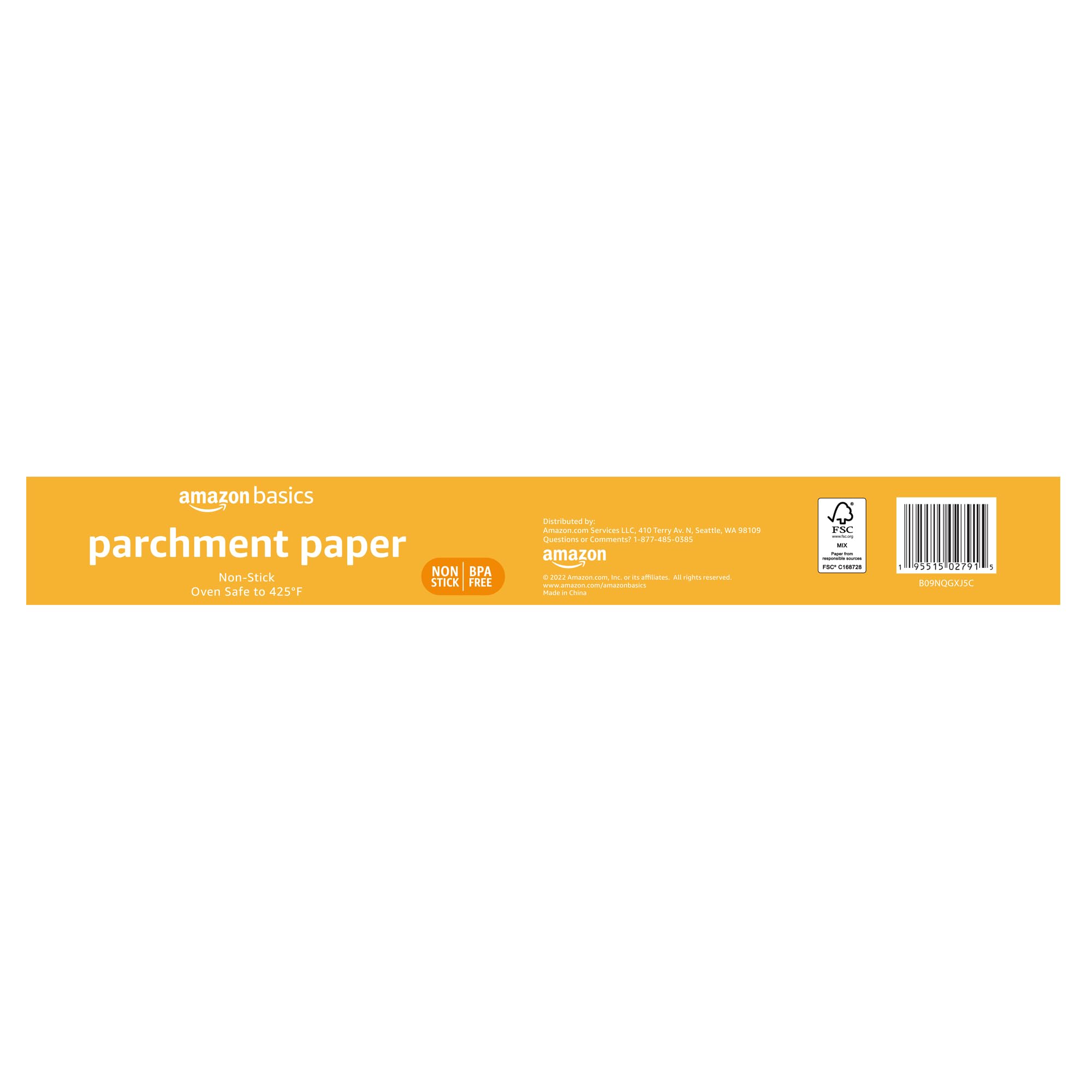 Amazon Basics Parchment Paper - 90 Sq Ft Roll (30cm x 9.1m) - Non-Stick Baking Paper for Cookies, Cakes & Roasting - Oven Safe Up to 450°F (232°C) - Perfect for Baking, Cooking & Meal Prep