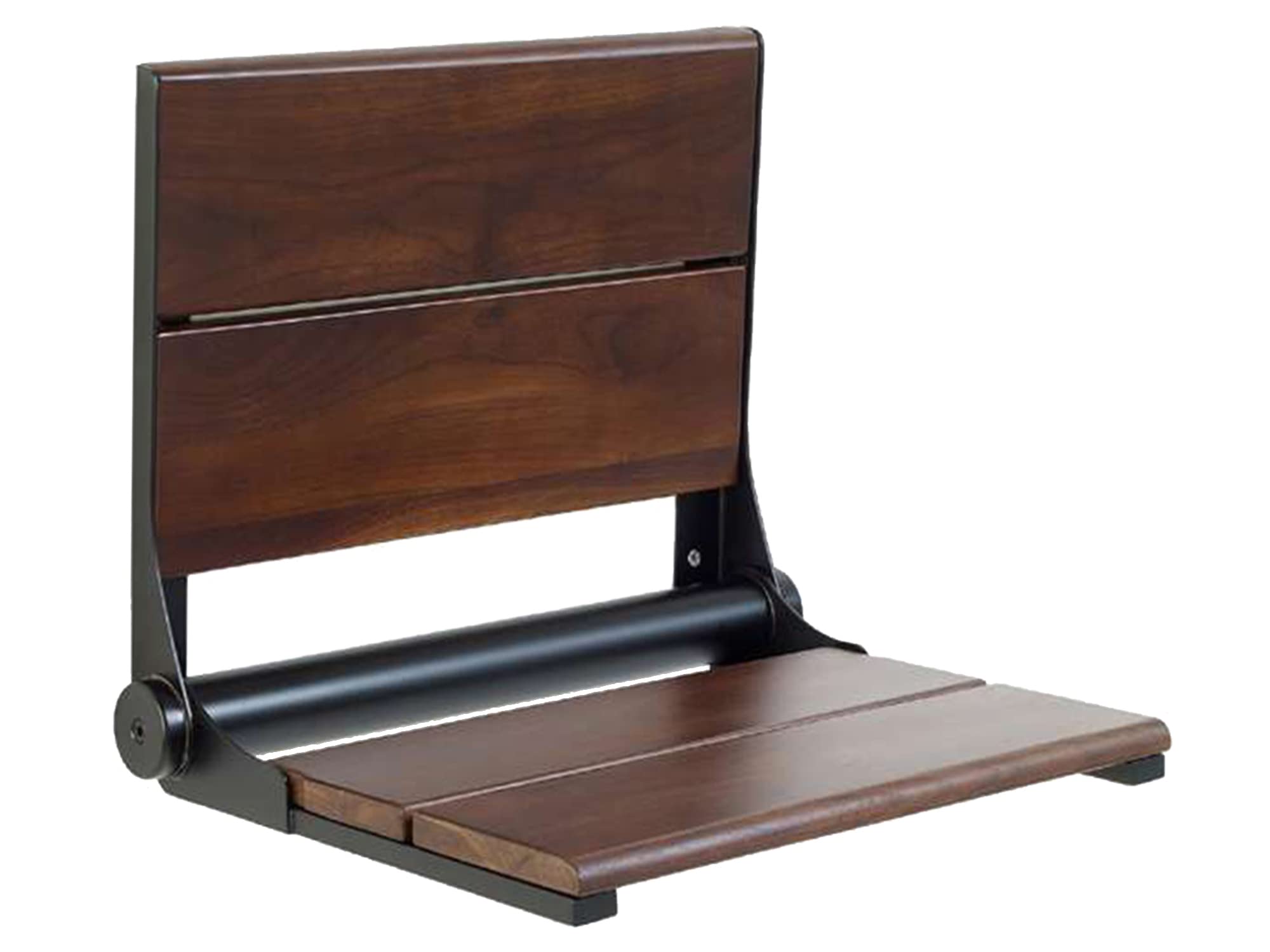 Folding Shower Seat with Back - ADA Compliant Wall Mount Bathroom Bench for Seniors & Disabled, 500 lb Weight Capacity, Walnut Finish, 304 Stainless Steel, Oil Rubbed Bronze, 26x16 Inches - Perfect for Elderly Safety, Accessible Bathing & Spa Relaxation