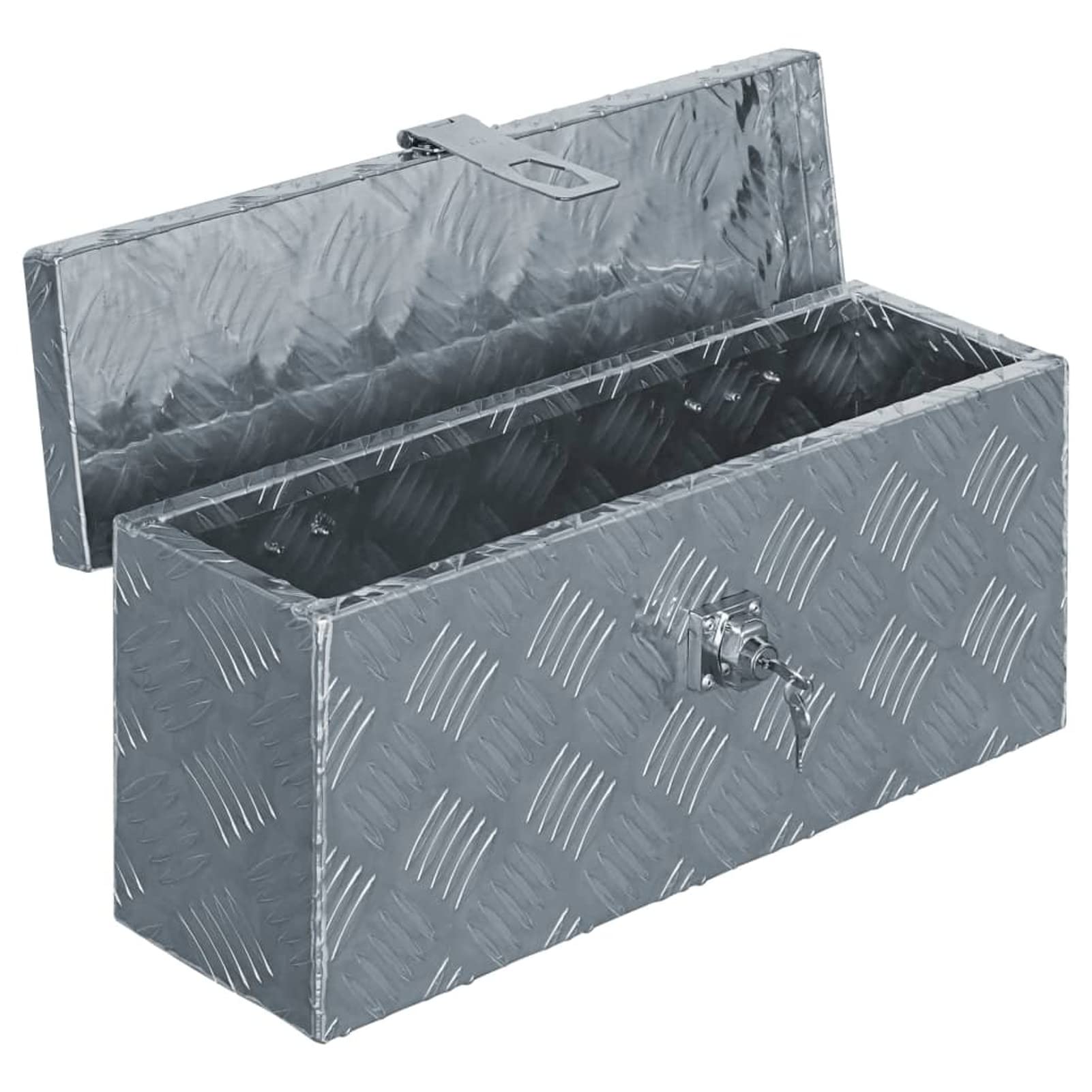 Shubiao Aluminum Diamond Plate Tool Box - 19.1x5.5x7.9 Inch Waterproof Truck Bed Storage Chest for Pickup Trucks | Durable Under Truck Storage Organizer for Tools, Equipment & Outdoor Gear (Silver)