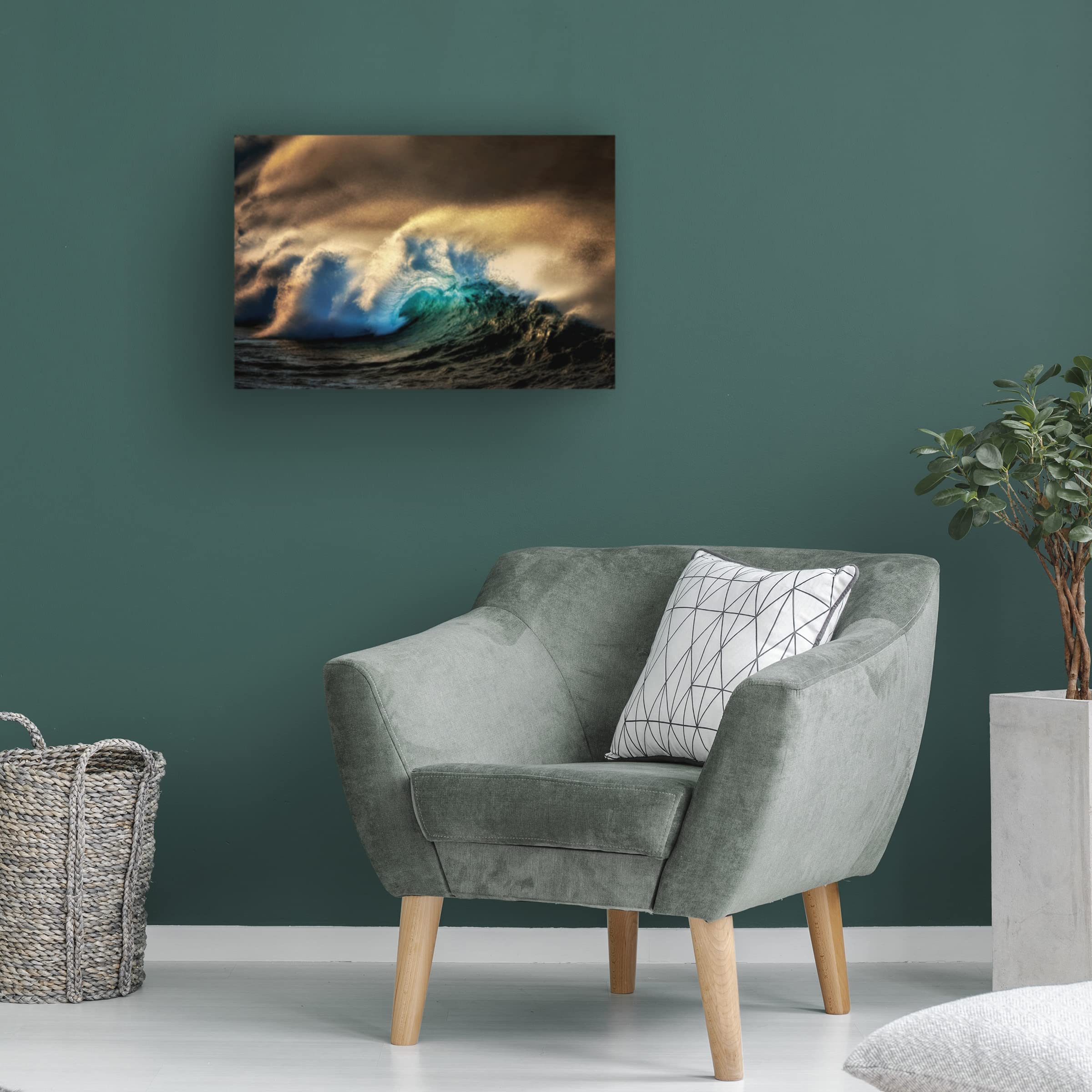 Trademark Fine Art 'Off Shore Wind 2' Canvas Wall Art by Dennis Frates - Ocean Wave Painting for Beach House Decor, Living Room & Office Wall Art