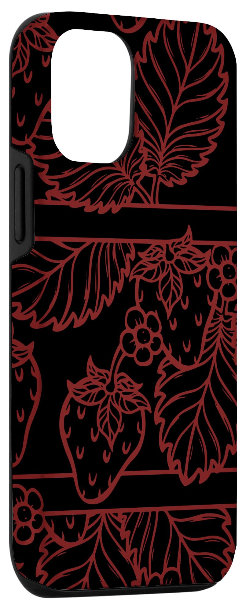 Gothic Fruit Line Art iPhone 12/12 Pro Case - Red Wild Strawberry Design | Durable Protective Phone Cover for Women & Men | Perfect for Daily Use, Travel & Fashion Accessory