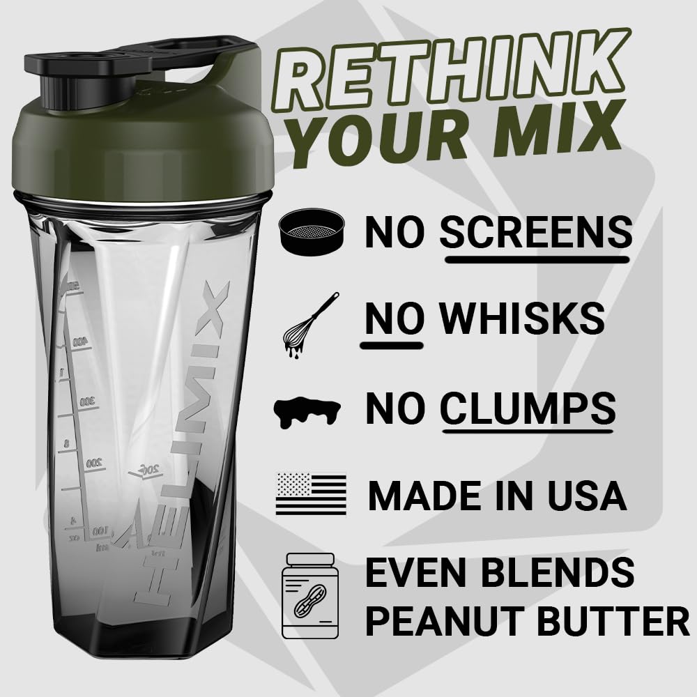 HELIMIX 2.0 Vortex Blender Shaker Bottle - 28oz BPA-Free Protein Shaker Cup for Gym & Travel | No Blending Ball Needed | USA Made | Mixes Protein Powder, Smoothies & Cocktails | Dishwasher Safe | Perfect for Workout Recovery & Meal Prep