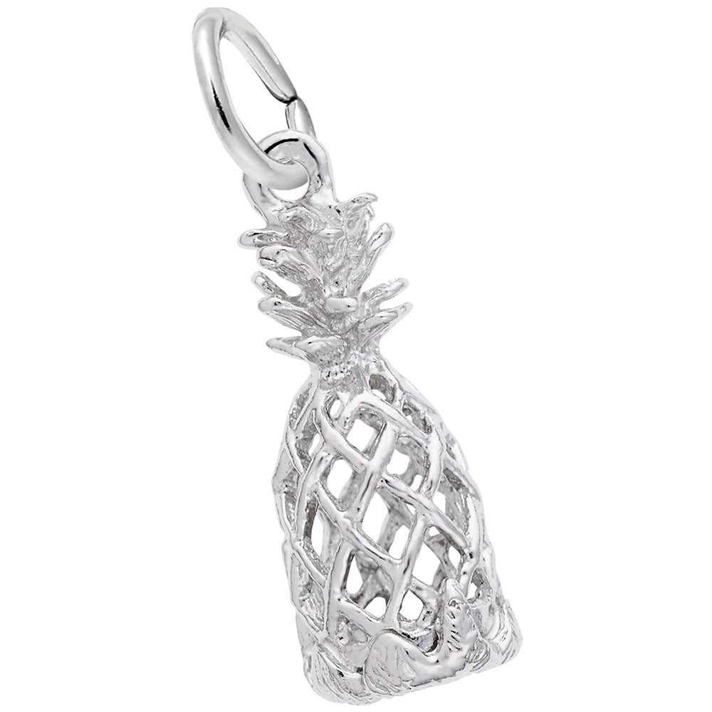 Sterling Silver Hollow Pineapple Charm Pendant for Necklace - Perfect for Beach Vacations, Summer Jewelry & Tropical Gift Ideas