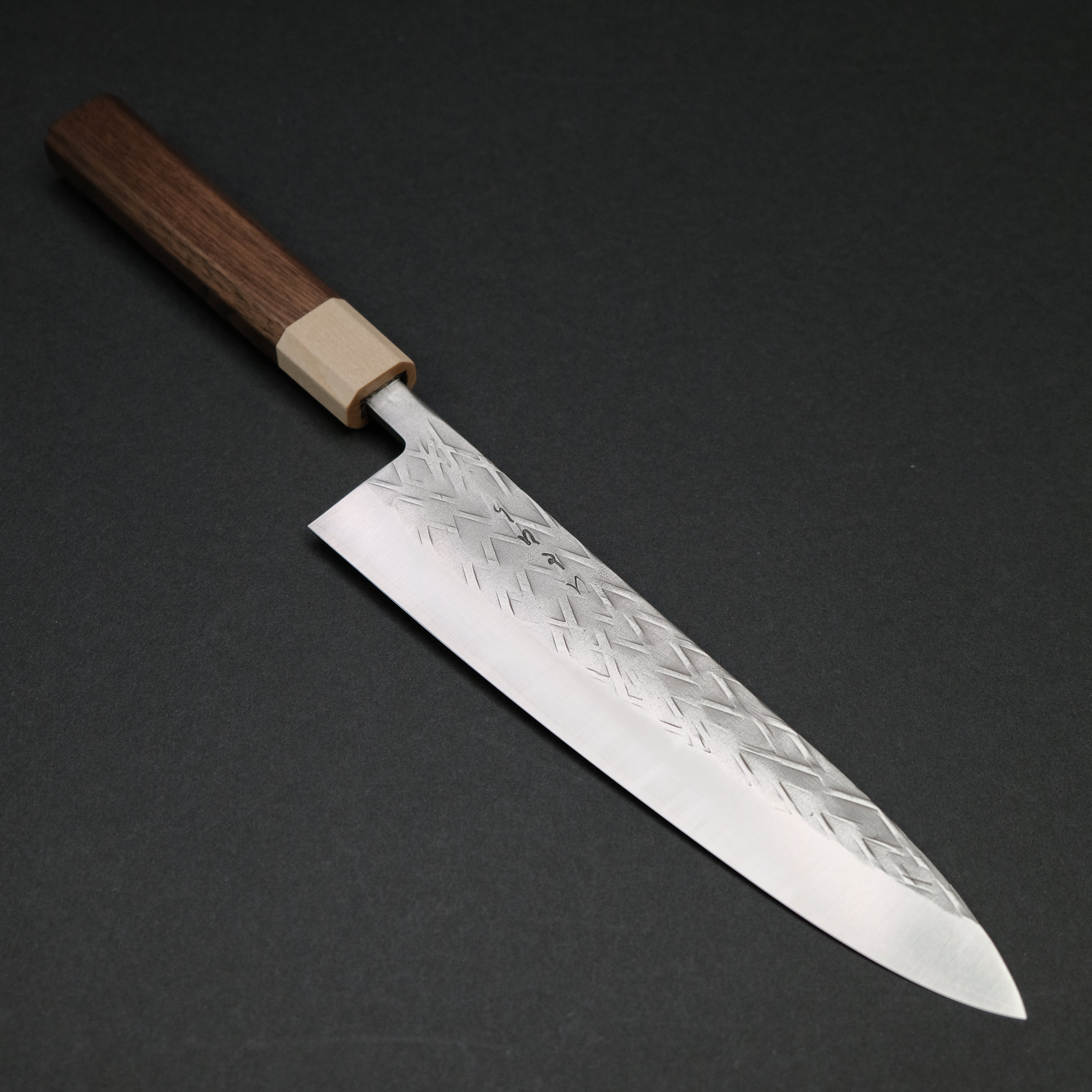 Hitohira TD SLD Tsuchime Gyuto 210mm Japanese Chef Knife with Walnut Handle - Perfect for Sushi, Meat Slicing & Professional Kitchen Use