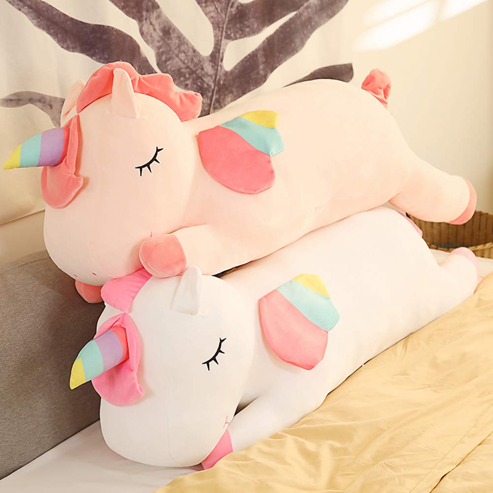 Soft Unicorn Plush Hugging Pillow - Large 39.3 Inch Stuffed Animal Body Pillow for Kids | Perfect Gift for Valentine's Day, Christmas & Birthdays (White) | Cuddle Companion for Bedtime, Nursery Decor & Stress Relief