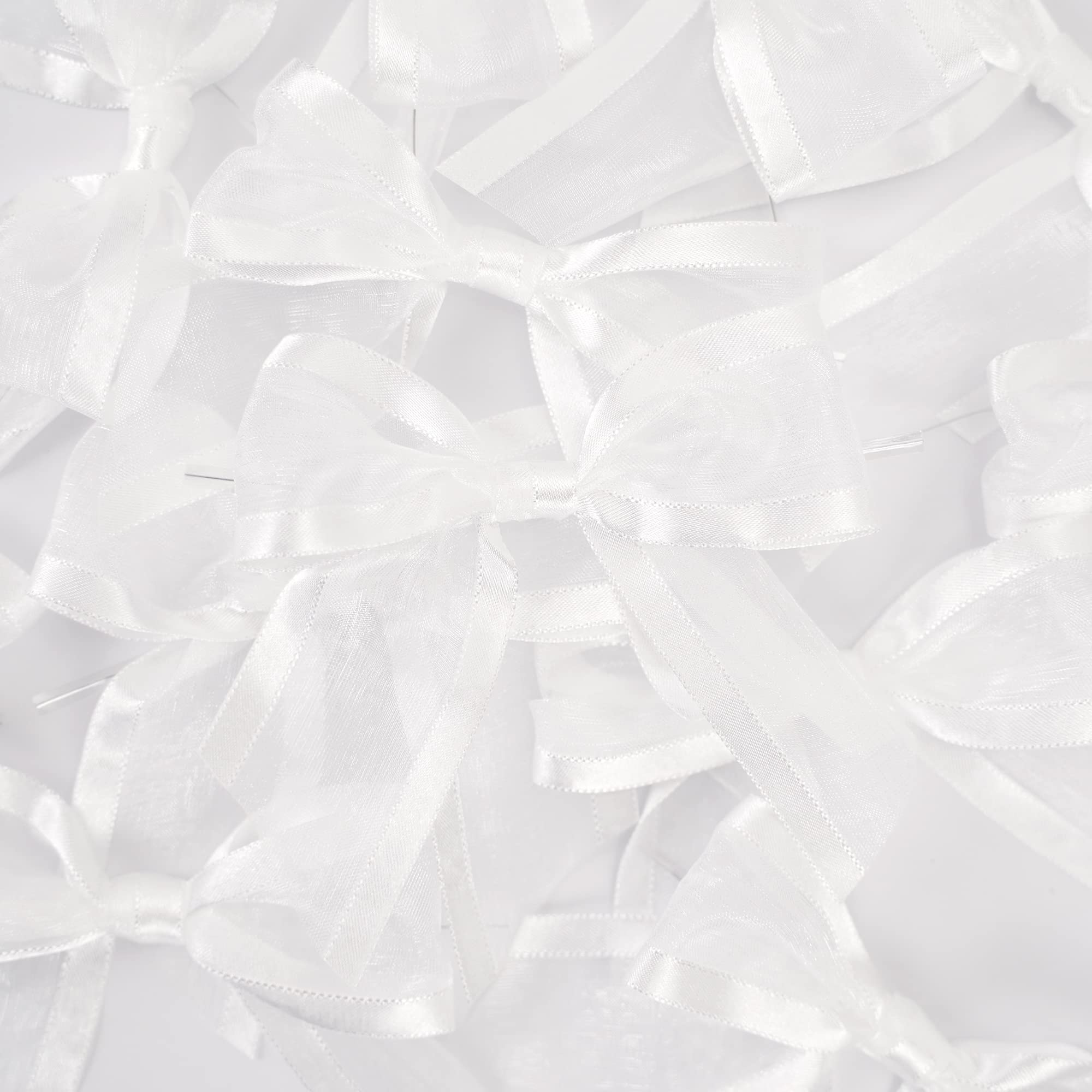 Premade White Bows for Wedding & Christmas Decor - 12 Pack