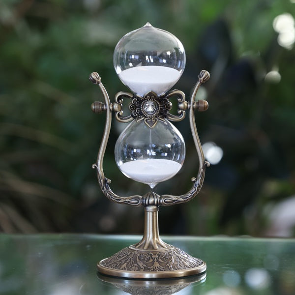 Vintage Floral Rotating Hourglass Sand Timer - Perfect for Home Decor, Office Desk, and Meditation Relaxation