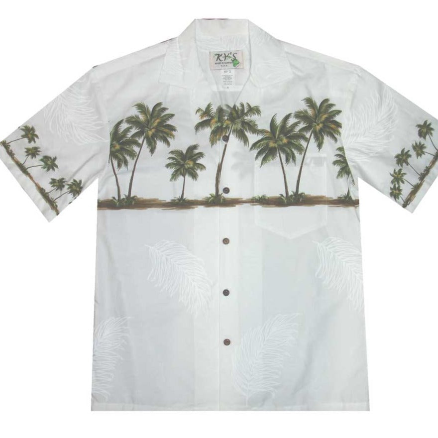 Hawaiian Aloha Shirt with Palm Tree Design - 100% Cotton Comfortable Casual Wear for Beach Vacation & Summer Outings