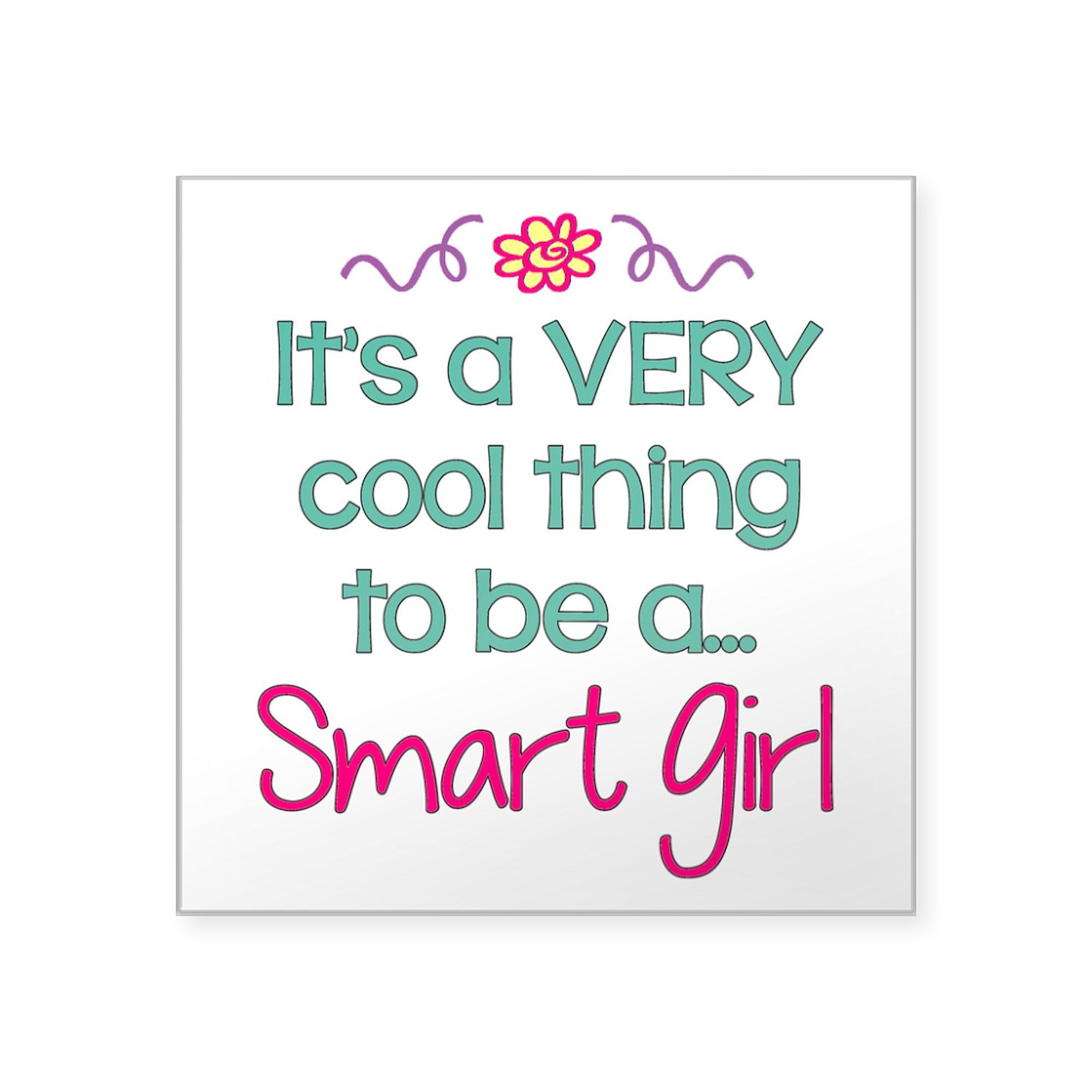 Smart Girl Bumper Sticker - 3x3 Inch Square Car Decal for Laptop, Water Bottle & Notebook - Fun Motivational Sticker for Women & Girls