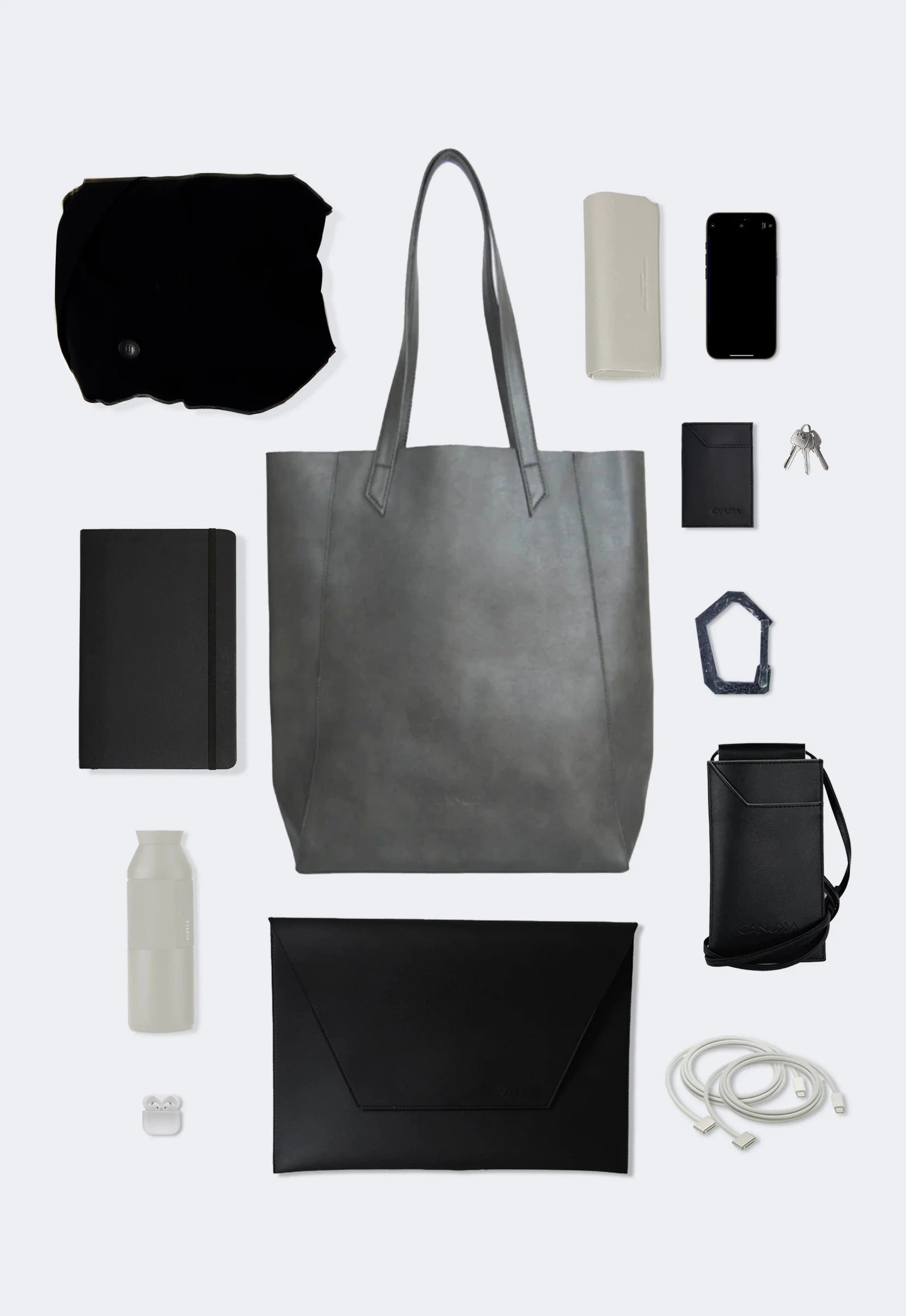 Eco-Friendly Vegan Leather Everyday Tote Bag for Women - Lightweight & Durable Grey Handbag | Perfect for Work, Travel & Shopping