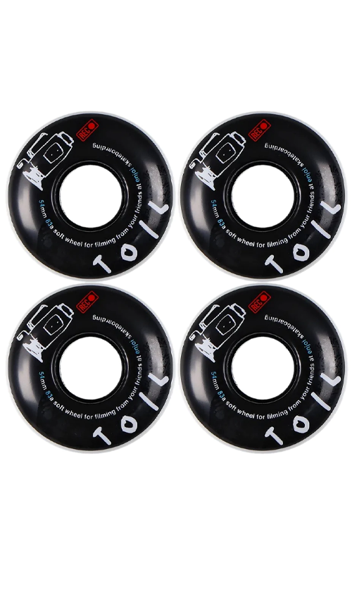 Enjoi Toil Soft Wheels 54mm - Black Skateboard Wheels for Smooth Cruising & Street Skating - Perfect for Commuting & Tricks