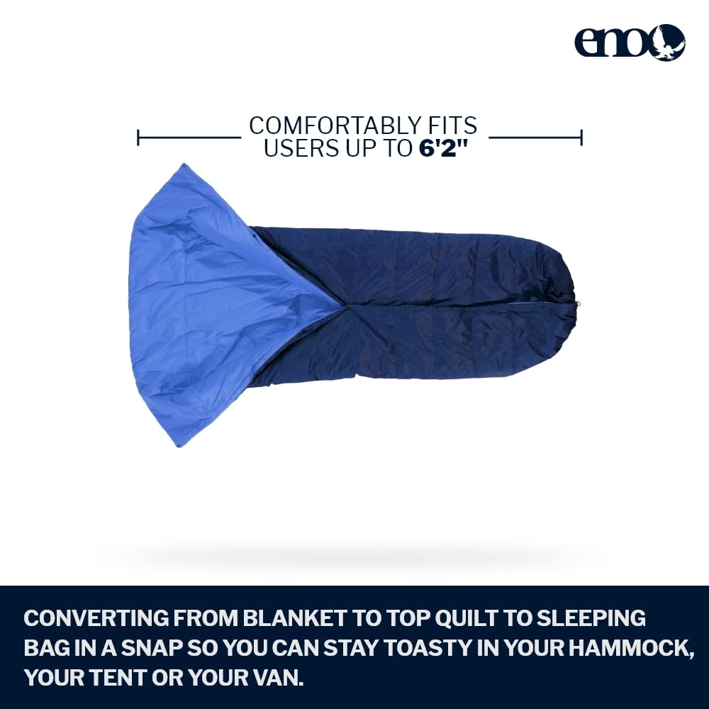 ENO Spark Camp Quilt - Lightweight & Packable Travel Blanket with Recycled Synthetic Insulation for Camping, Hiking, Backpacking | Perfect for Outdoor Adventures, Beach Picnics & Festival Use - Pacific Blue
