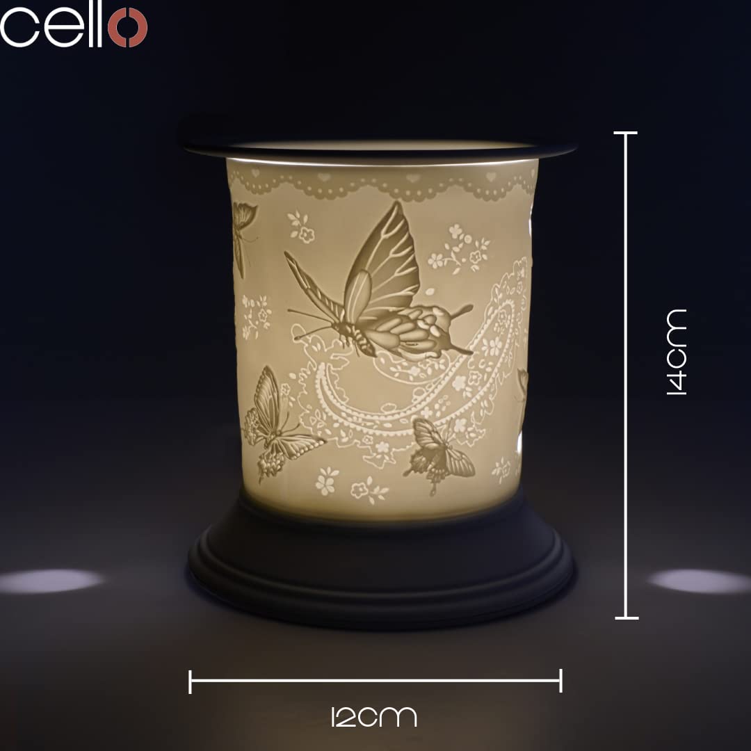 Electric Wax Warmer with Porcelain Cello Design & Silk Wings - Perfect for Aromatherapy, Home Decor, and Relaxation Spaces