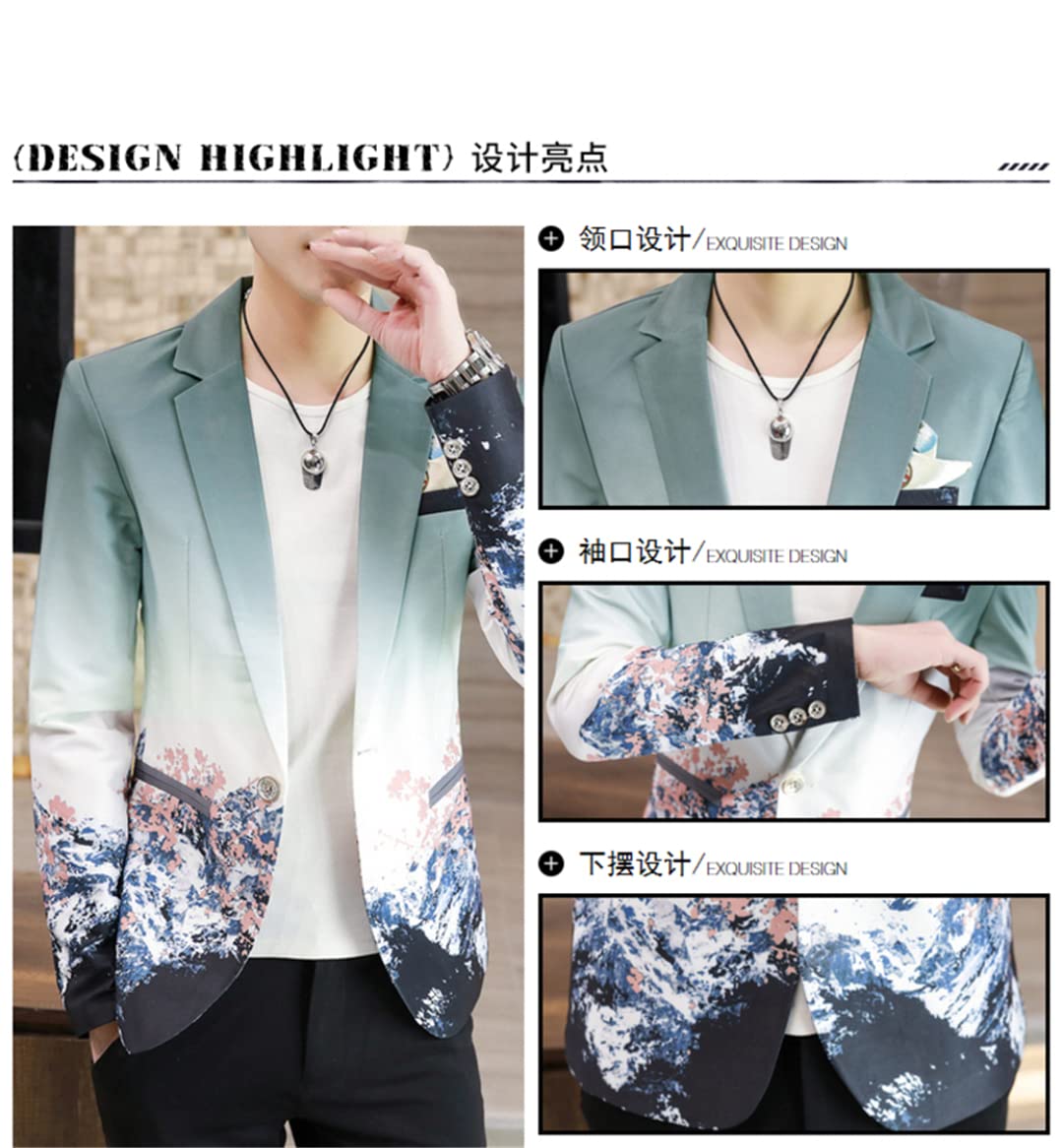 Korean Style Men's Printed Suit Jacket - Spring & Autumn Fashion Casual Blazer for Youth | Office, Dating & Party Wear