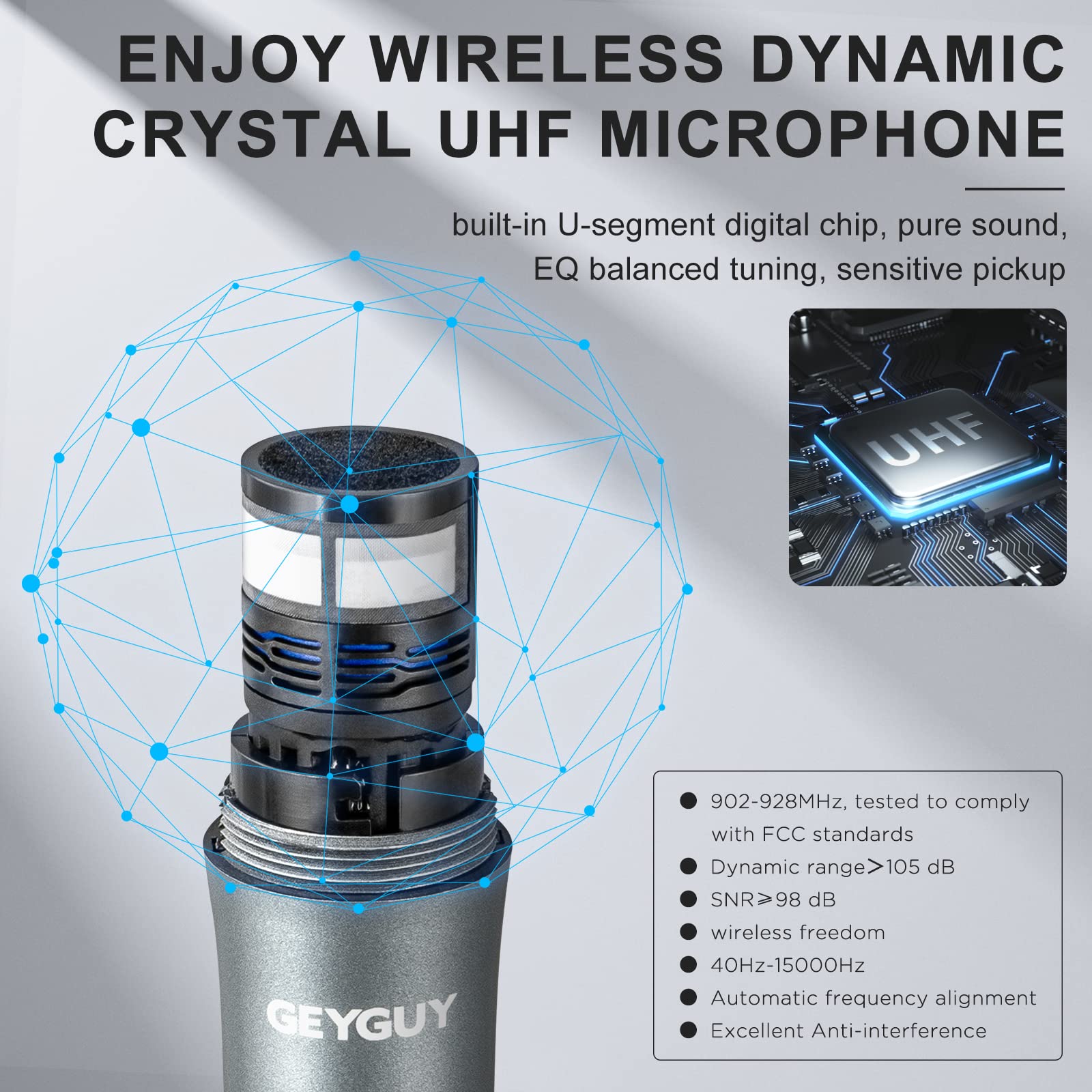 GTSK12-2 DSP Portable Bluetooth PA System Speaker with 2 Wireless Microphones, 12