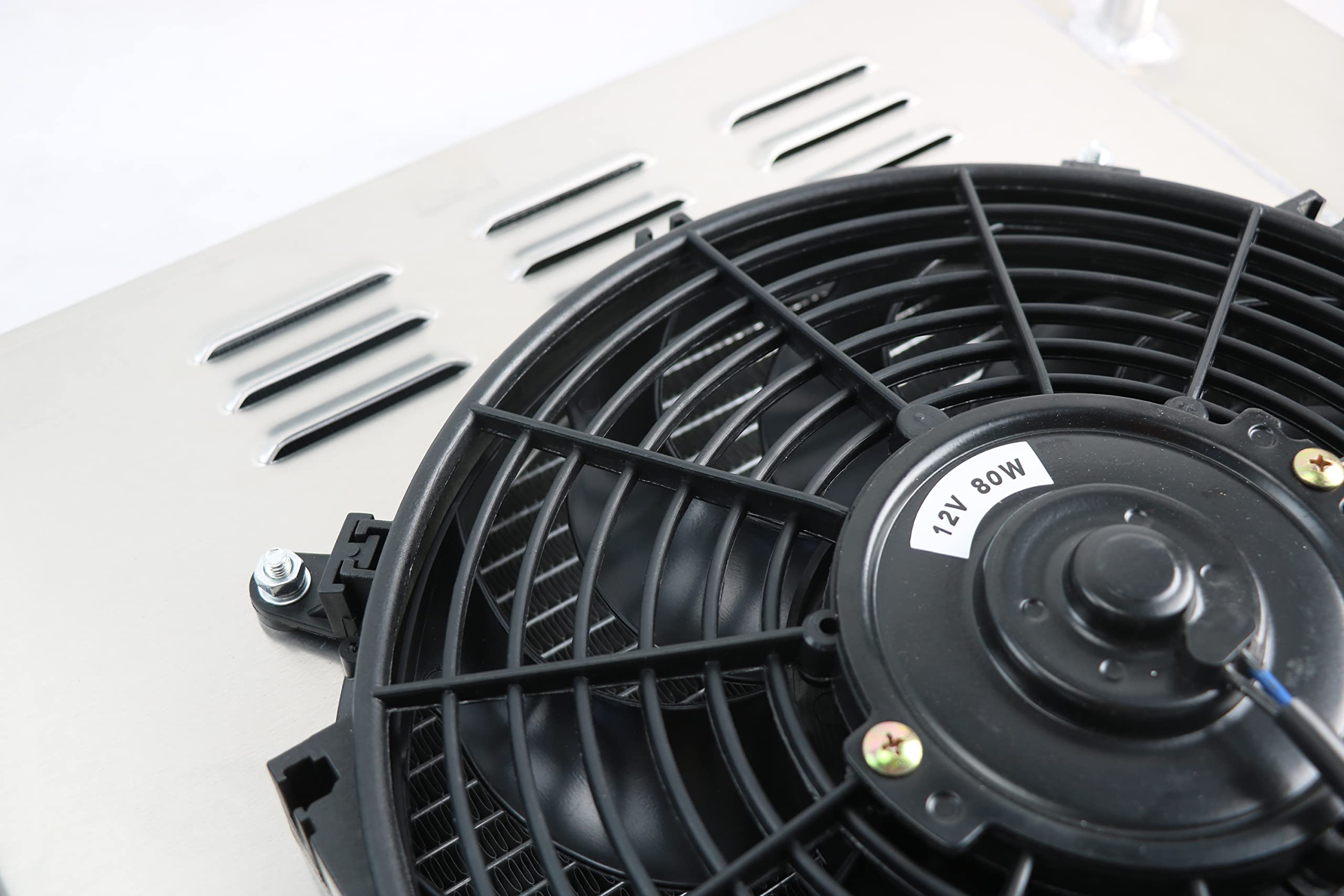 4 Row Aluminum Radiator with Electric Fan Shroud & Thermostat Kit - Compatible with 1967-1979 Chevy Blazer, P10, G10, C10, K10, 20, 30 Van, Pickup, Suburban & GMC C15/C1500, C25/C2500, C35/C3500 - Perfect for Engine Cooling & Performance Upgrades