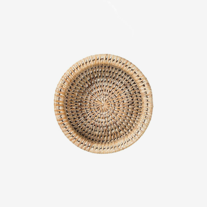 Caspari Rattan Wine Bottle Holder Coaster - Natural Woven Bamboo Drink Stand for Wine, Champagne & Beverages - Perfect for Home Bar, Kitchen Counter & Outdoor Entertaining