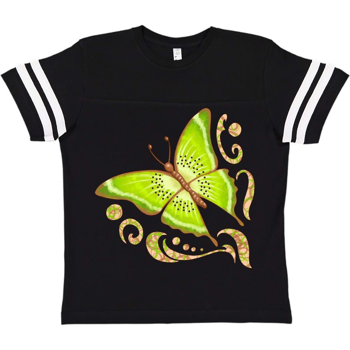 Inktastic Kiwi Butterfly Youth T-Shirt - Cute Cartoon Fruit & Butterfly Graphic Tee for Kids | Soft Cotton Comfortable Casual Wear for School, Playdates & Outdoor Activities