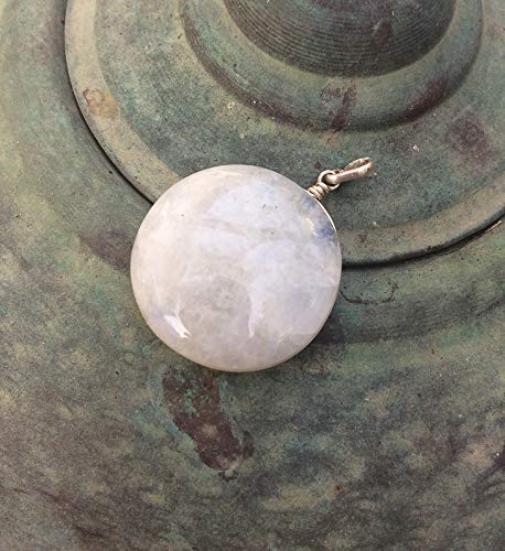 Natural Round Moonstone Silver Pendant Necklace - Tiny Boho Spiritual Jewelry Gift for Women - Perfect for Meditation, Yoga & Everyday Wear