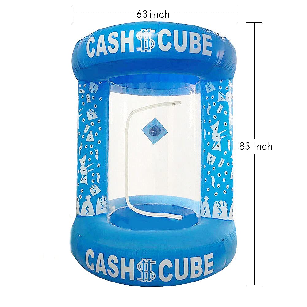 Inflatable Cash Cube Booth Machine - 3D Money Grab Game for Parties & Events (Light Blue) - Perfect for Birthday Celebrations, Corporate Events & Fundraisers
