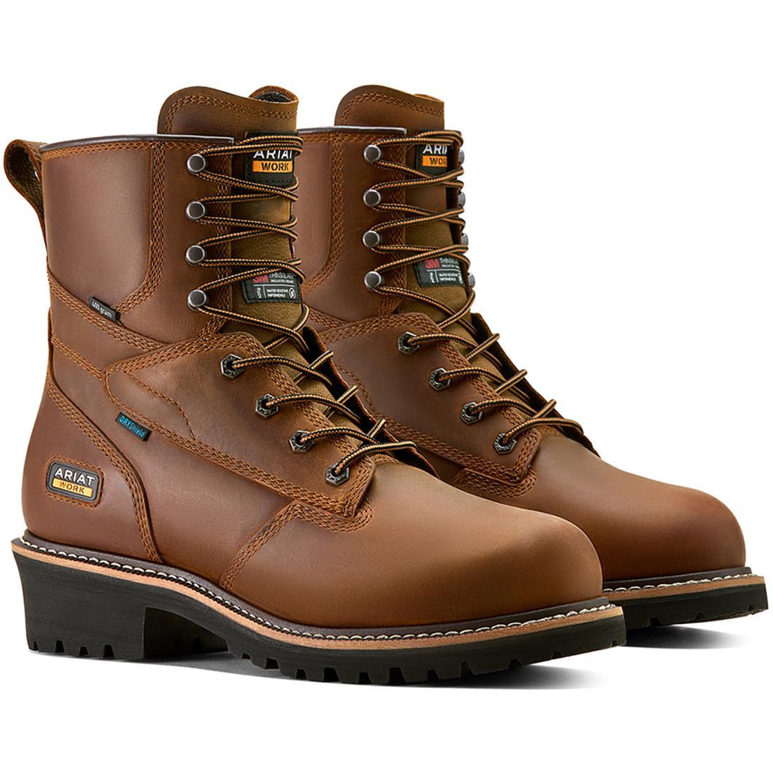 Logger Shock Shield Soft Toe Waterproof Insulated Work Boots - Copper Brown - Durable Winter Boots for Construction, Hiking & Outdoor Activities