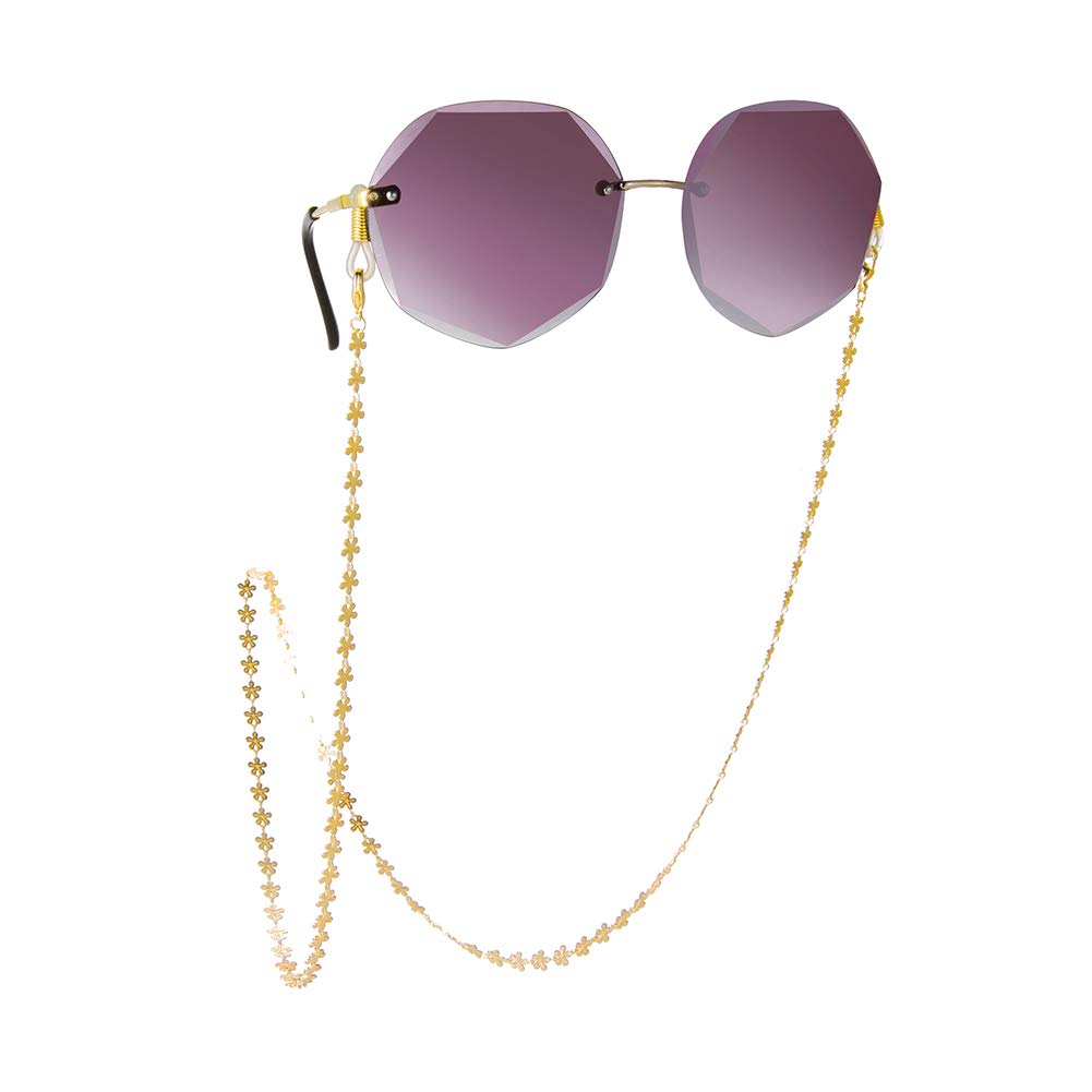 LIKGREAT Women's Stainless Steel Flower Shaped Glasses Chain - Adjustable Eyeglass Holder for Reading Glasses & Sunglasses | Perfect for Reading, Driving, and Outdoor Activities