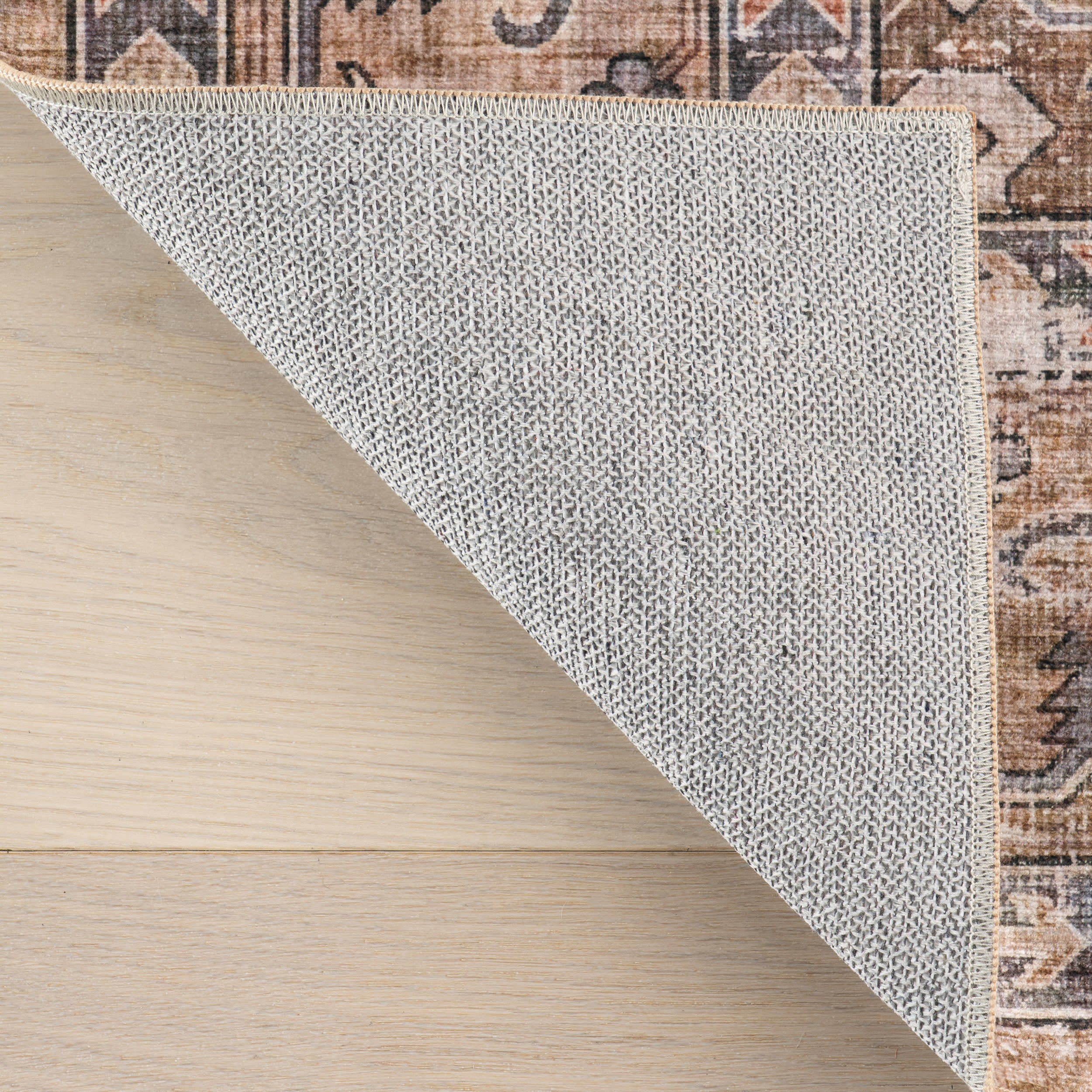 Vintage Myrtle Spill-Proof Washable Area Rug in Taupe - Perfect for Living Room, Bedroom & High-Traffic Areas