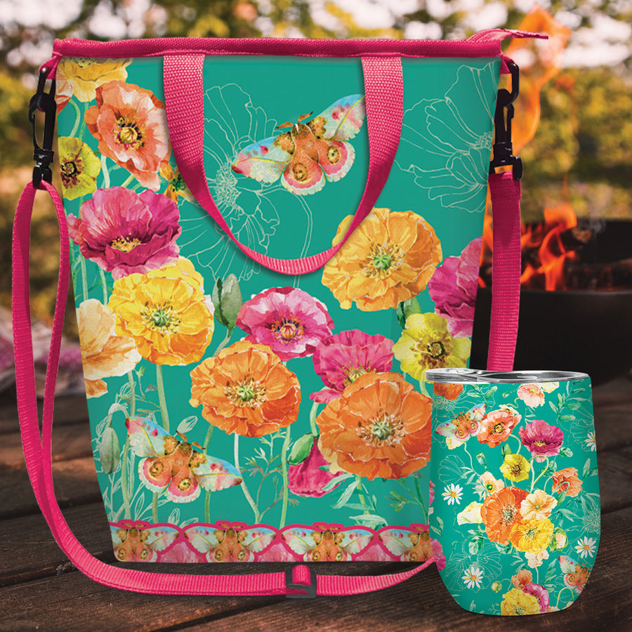 Insulated Cooler Bag with Bright Poppies Design - Perfect for Picnics, Beach Trips & Outdoor Adventures