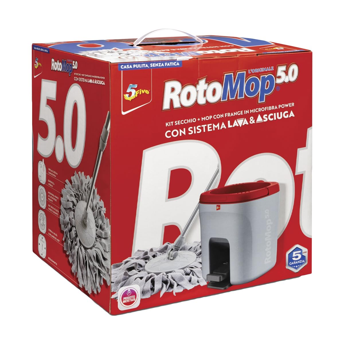 ROTOMOP 5.0 Microfiber Power Mop & Bucket Kit with Wash & Dry System - Effortless Floor Cleaning for Hardwood, Tile & Laminate Floors