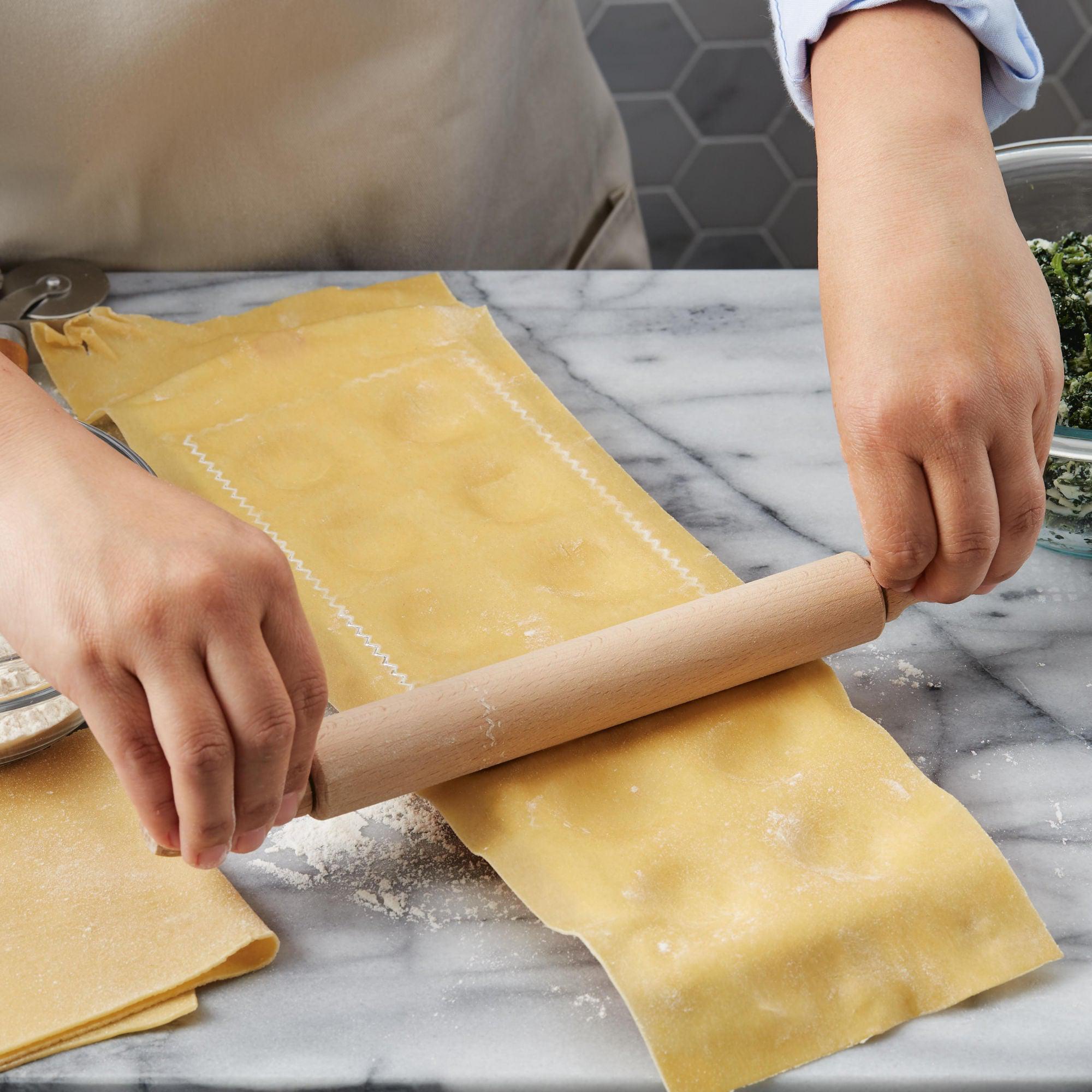 12 Imprint Ravioli Press with Mini Rolling Pin - Stainless Steel Pasta Maker for Homemade Ravioli, Dumplings & Pierogi - Perfect for Italian Cooking & DIY Pasta Making at Home