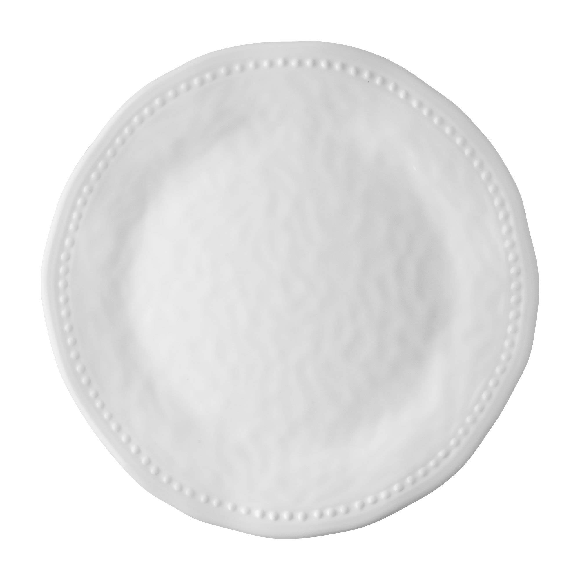 Supreme Housewares 12-Piece Melamine Dinnerware Set - 4 Dinner Plates, 4 Salad Plates, 4 Bowls for 4 People, Durable & Lightweight Beaded Design - Perfect for Outdoor Dining, Picnics, Camping & Everyday Use