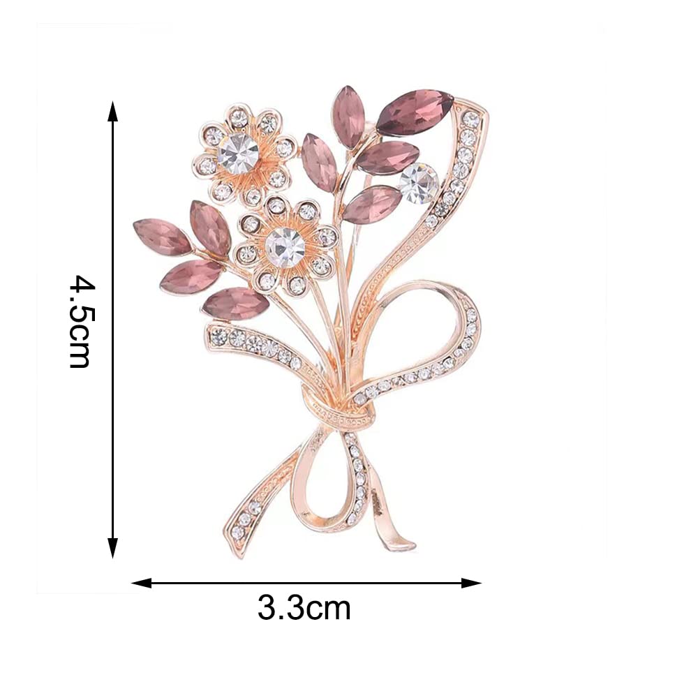 Elegant Floral Crystal Rhinestone Brooch Pin for Women - YEFUNLIY Wedding Bouquet Corsage, Fashion Accessory for Bridal, Prom, Party & Special Occasions
