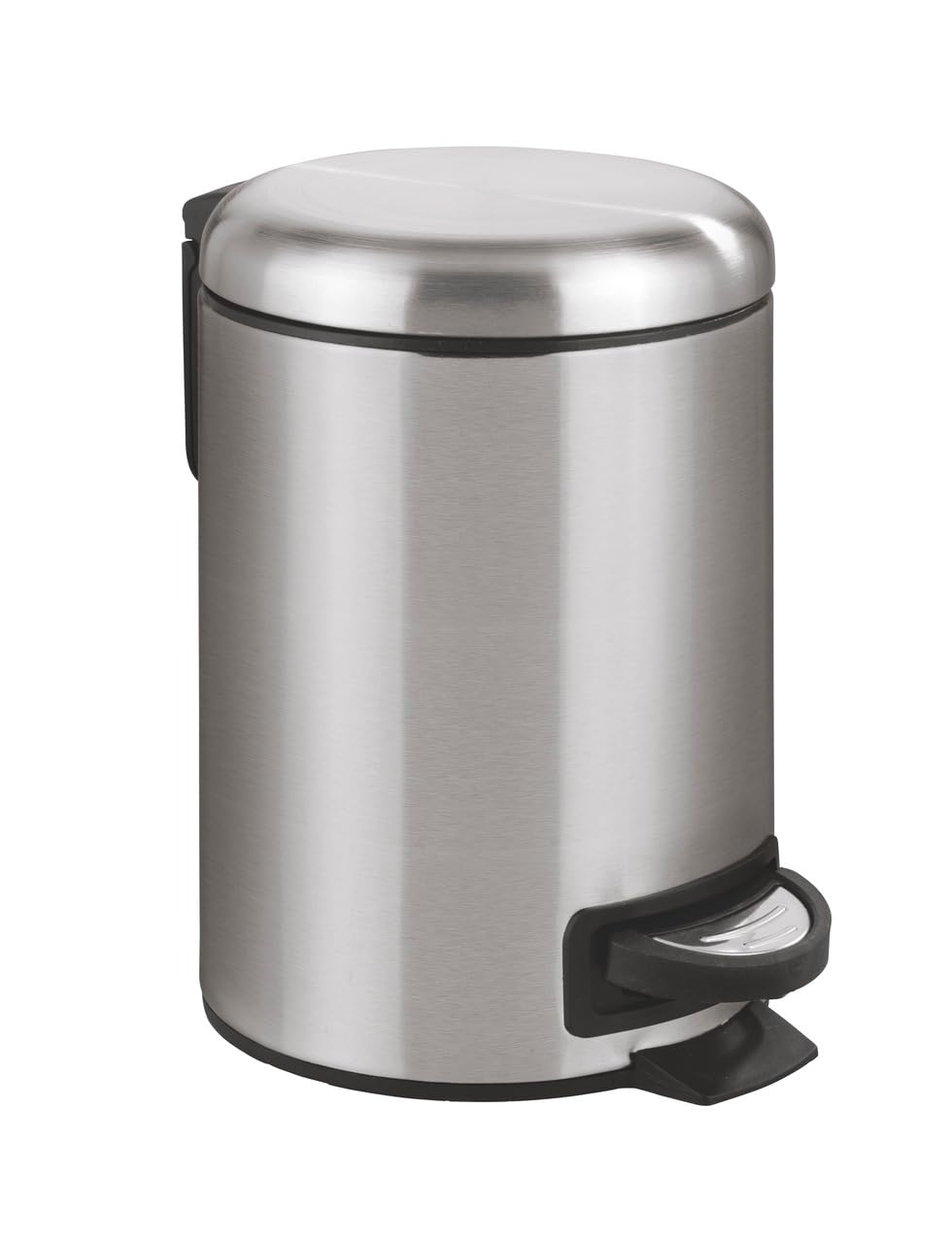 WENKO 0.79 Gallon Stainless Steel Small Trash Can with Lid & Foot Pedal - Bathroom & Office Garbage Bin with Removable Inner Bucket, Easy Close Design (9.84 x 8.86 x 6.69 Inches, Silver) - Perfect for Bathrooms, Bedrooms, Home Offices & Small Spaces