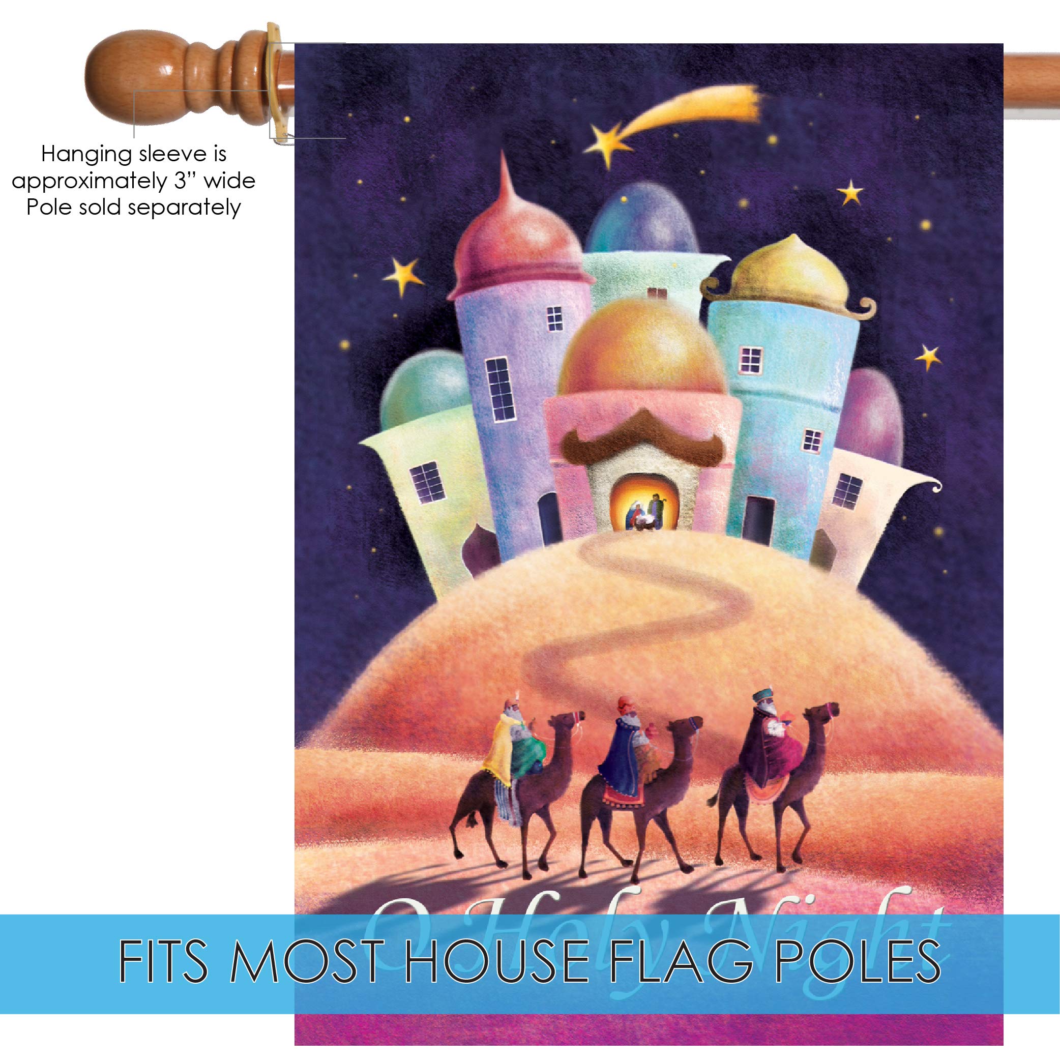 Toland Home Garden 1012169 O Holy Night Christmas Flag - 28x40 Inch Double Sided Religious Outdoor Yard Decoration for House, Garden & Holiday Festivities - Perfect for Christmas Porch, Lawn & Church Decor