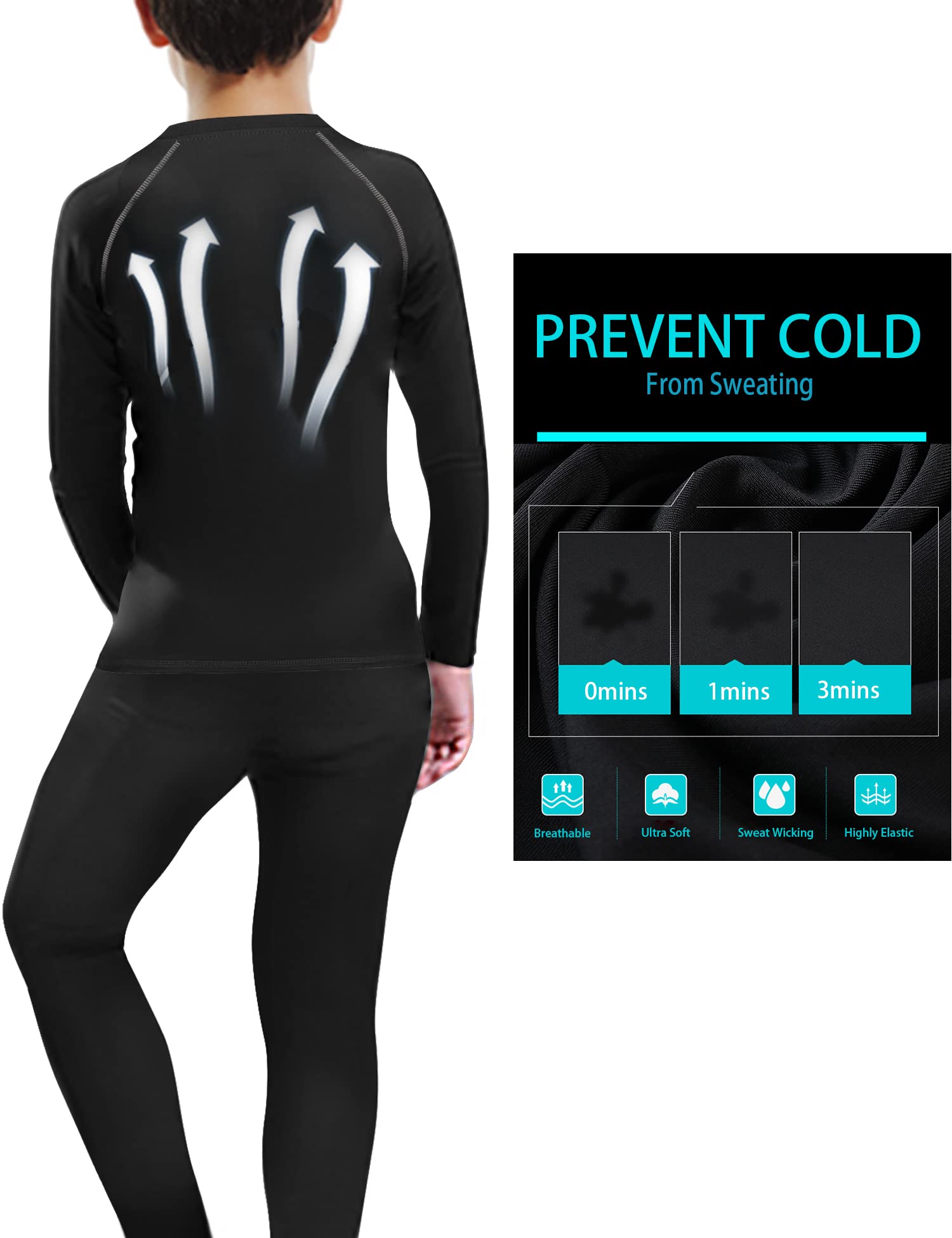 4 Pack Boys' Compression Pants - Moisture Wicking Athletic Base Layer Leggings for Football, Running & Sports - Youth Performance Tights for Training & Outdoor Activities