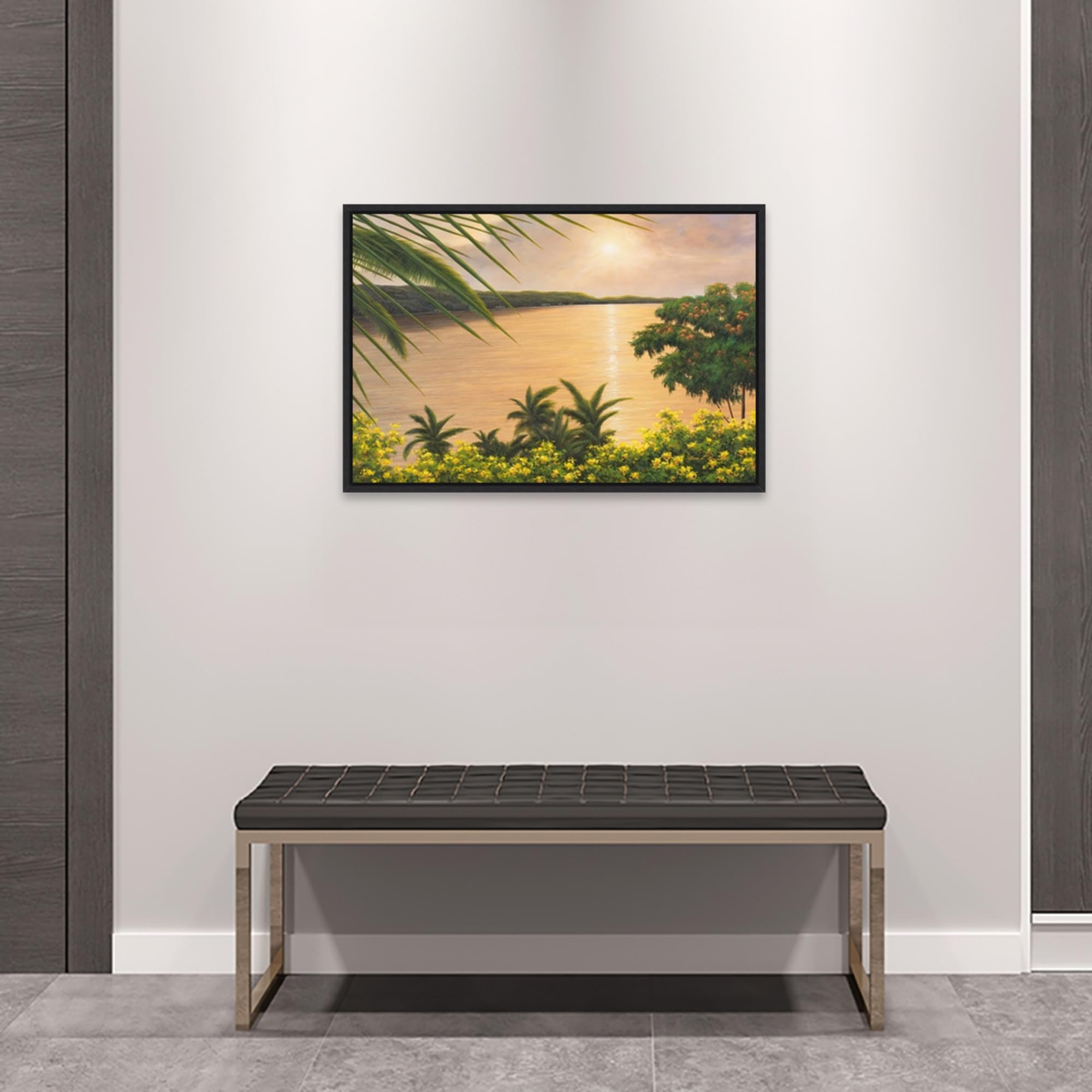 Amanti Art Framed Canvas Wall Art - 23x33 Wonder of the Tropics by Diane Romanello, Tropical Beach Painting, Modern Home Decor for Living Room, Bedroom & Bathroom | Perfect for Coastal, Boho & Vacation Themed Interiors