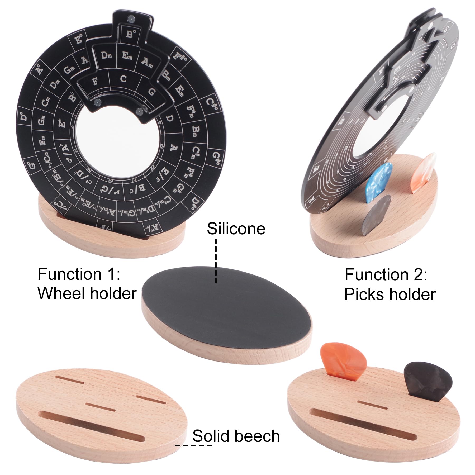 Rockhouse Circle of Fifths Wheel - Metal Music Theory Tool for Musicians | Chord Wheel with Stand Holder | Perfect for Songwriting, Piano Learning & Guitar Practice | Essential Music Education Accessory