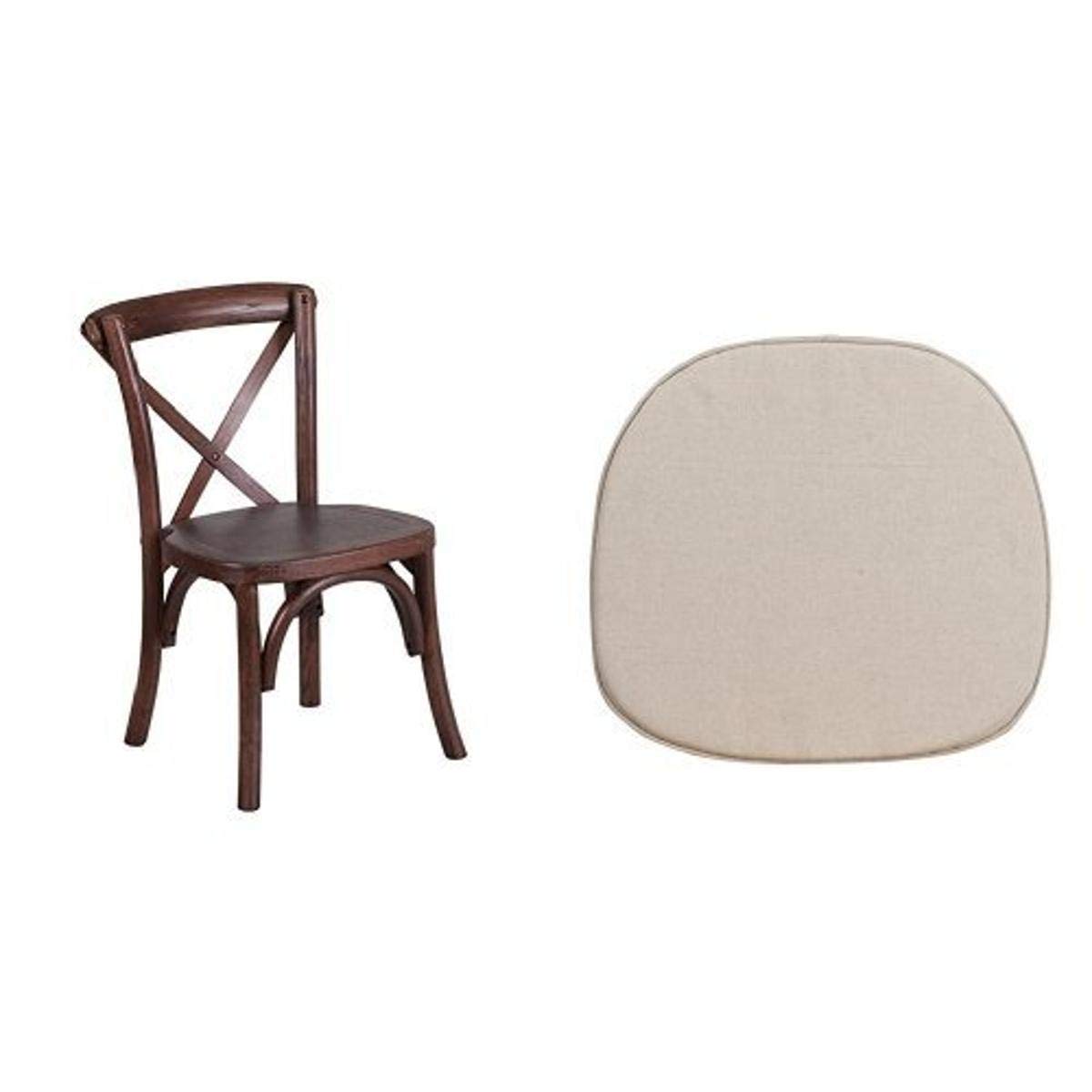 Flash Furniture HERCULES Series Stackable Kids Mahogany Wood Cross Back Chair with Cushion - Durable School & Home Seating for Classrooms, Playrooms & Dining Areas